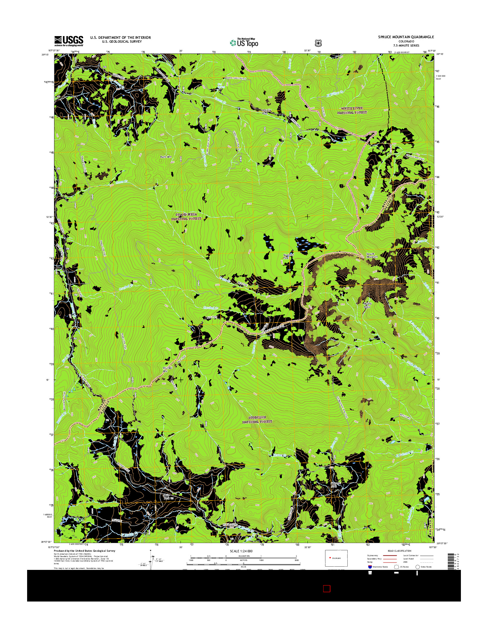 USGS US TOPO 7.5-MINUTE MAP FOR SPRUCE MOUNTAIN, CO 2016