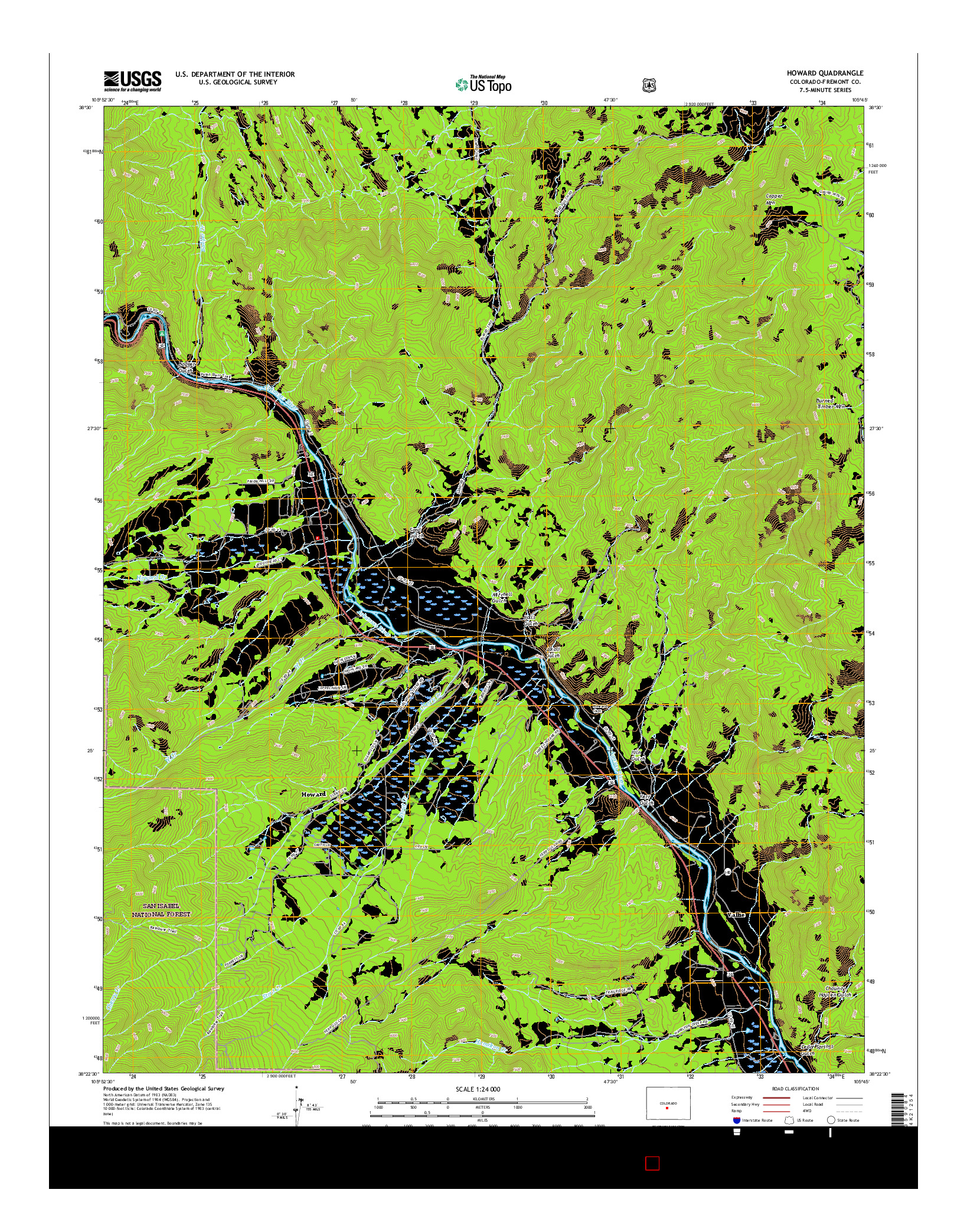 USGS US TOPO 7.5-MINUTE MAP FOR HOWARD, CO 2016