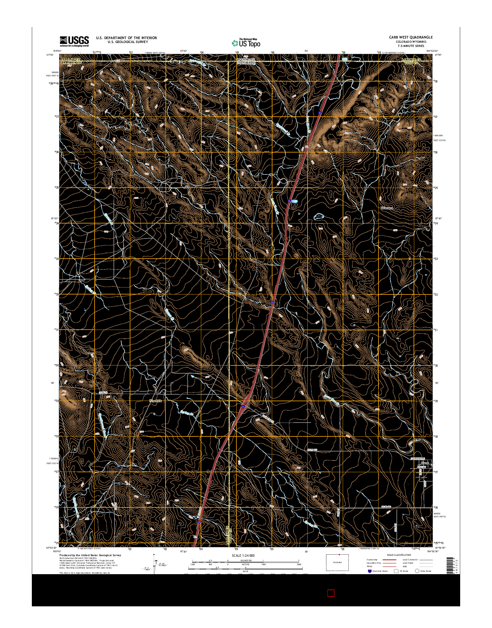 USGS US TOPO 7.5-MINUTE MAP FOR CARR WEST, CO-WY 2016