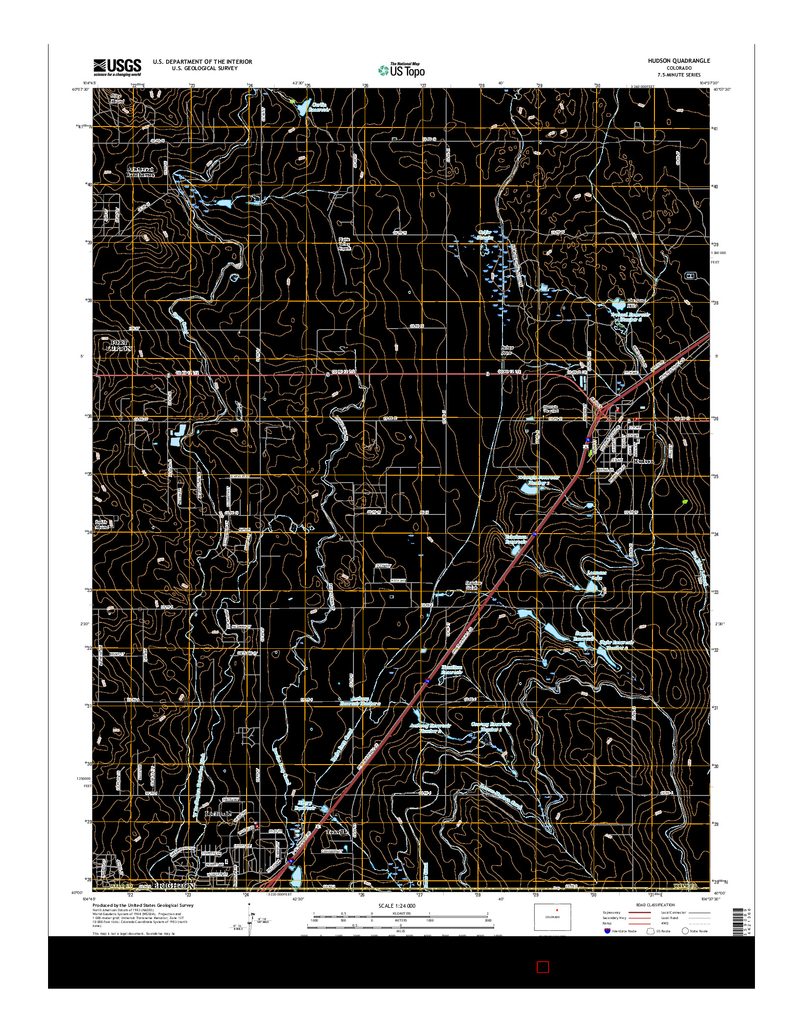 USGS US TOPO 7.5-MINUTE MAP FOR HUDSON, CO 2016