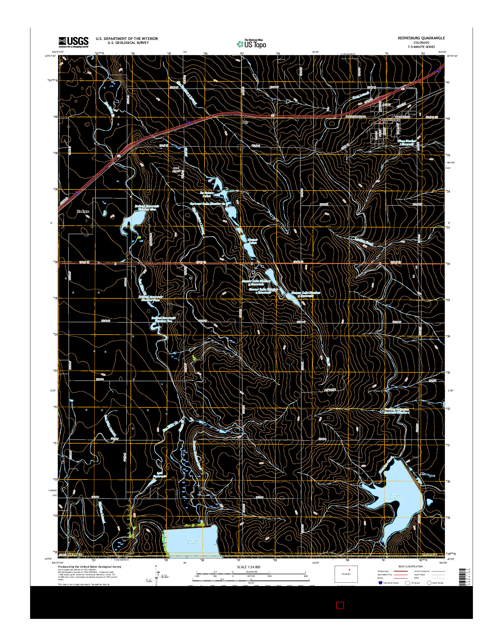 USGS US TOPO 7.5-MINUTE MAP FOR KEENESBURG, CO 2016