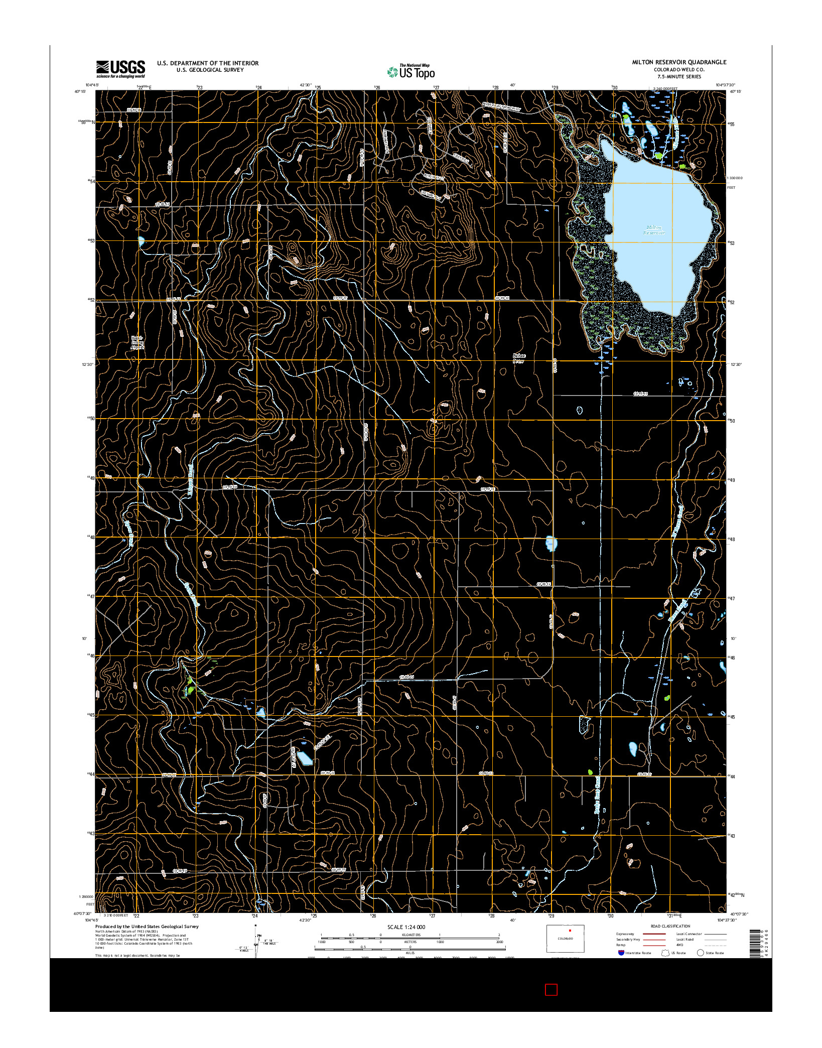 USGS US TOPO 7.5-MINUTE MAP FOR MILTON RESERVOIR, CO 2016
