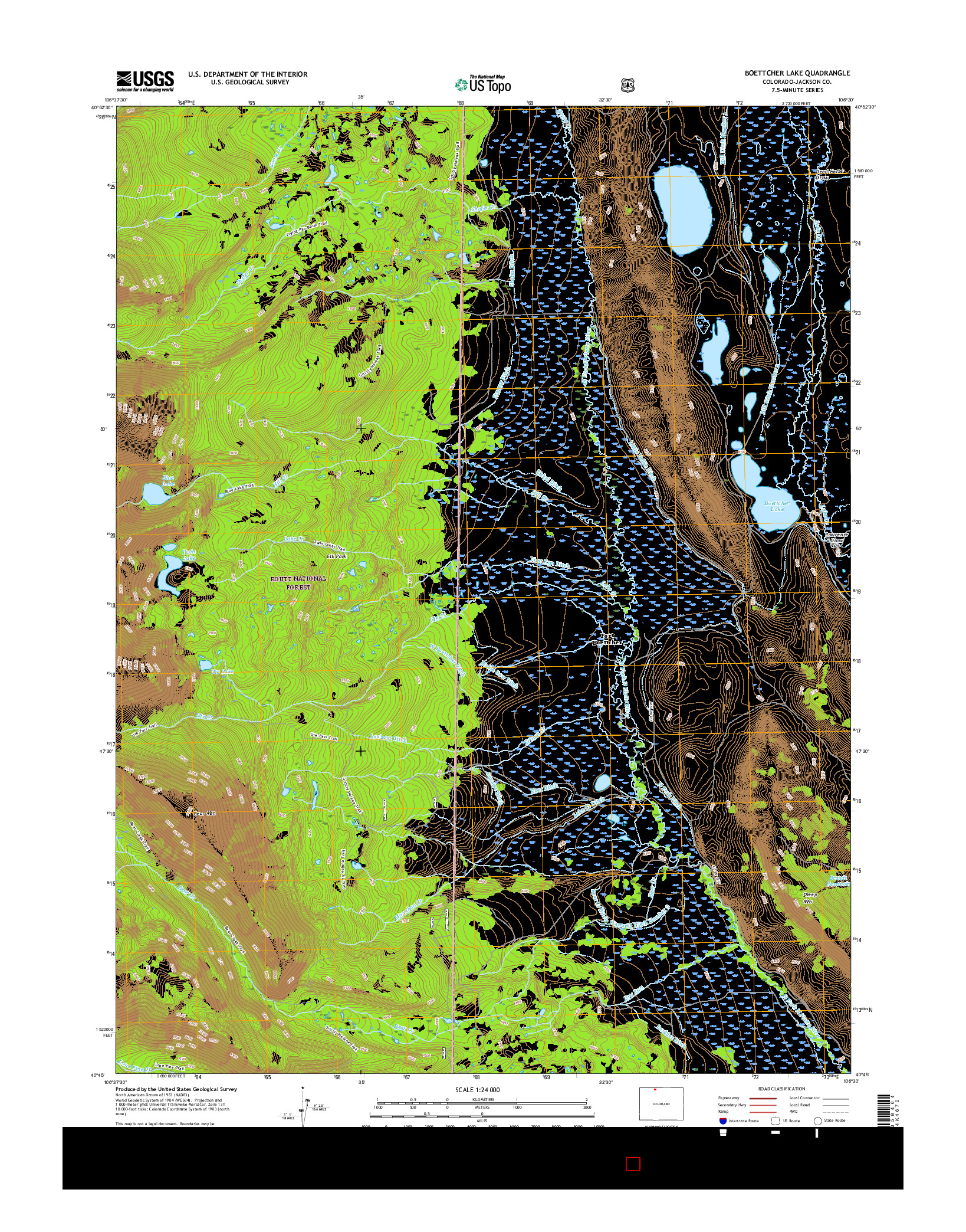 USGS US TOPO 7.5-MINUTE MAP FOR BOETTCHER LAKE, CO 2016