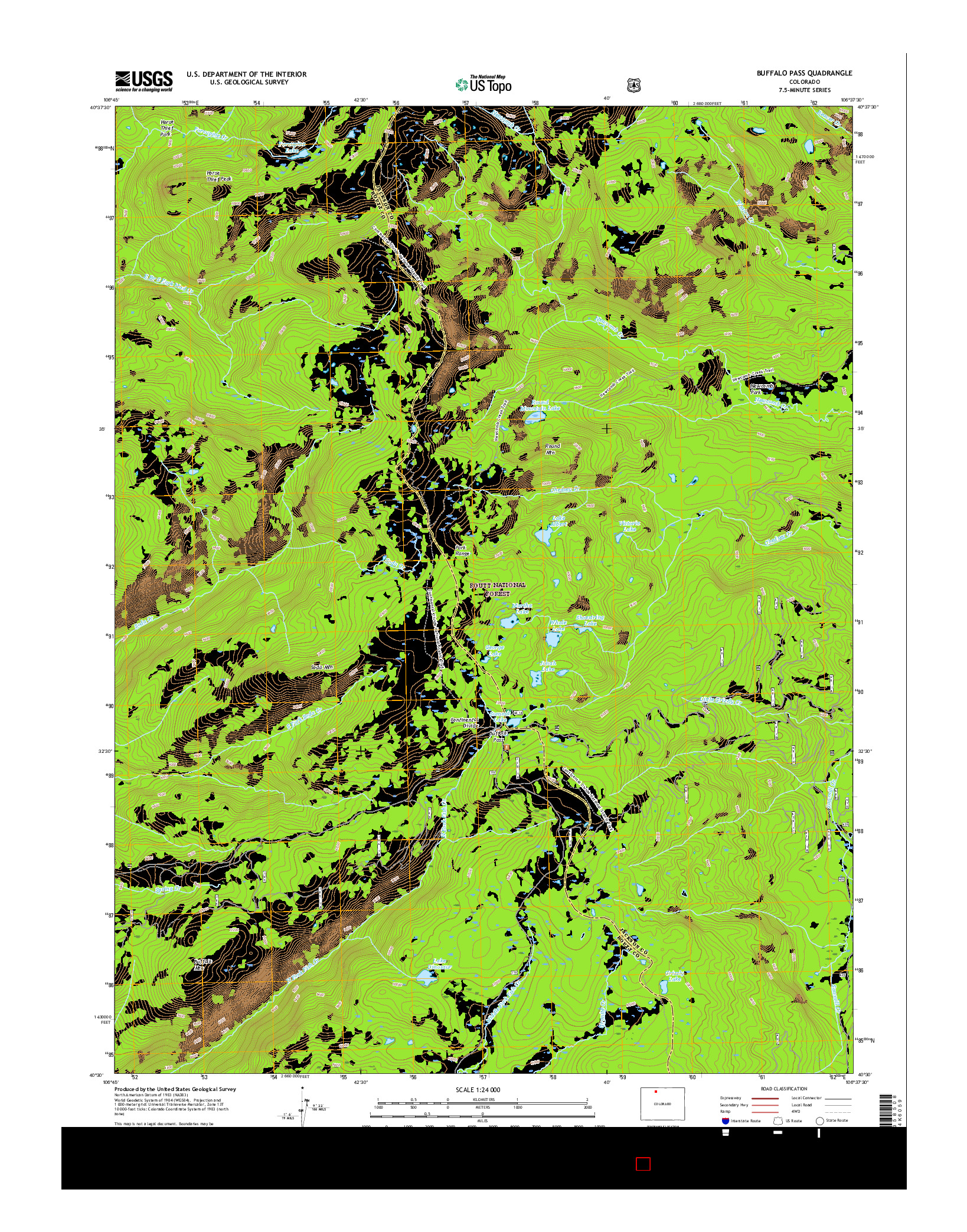USGS US TOPO 7.5-MINUTE MAP FOR BUFFALO PASS, CO 2016