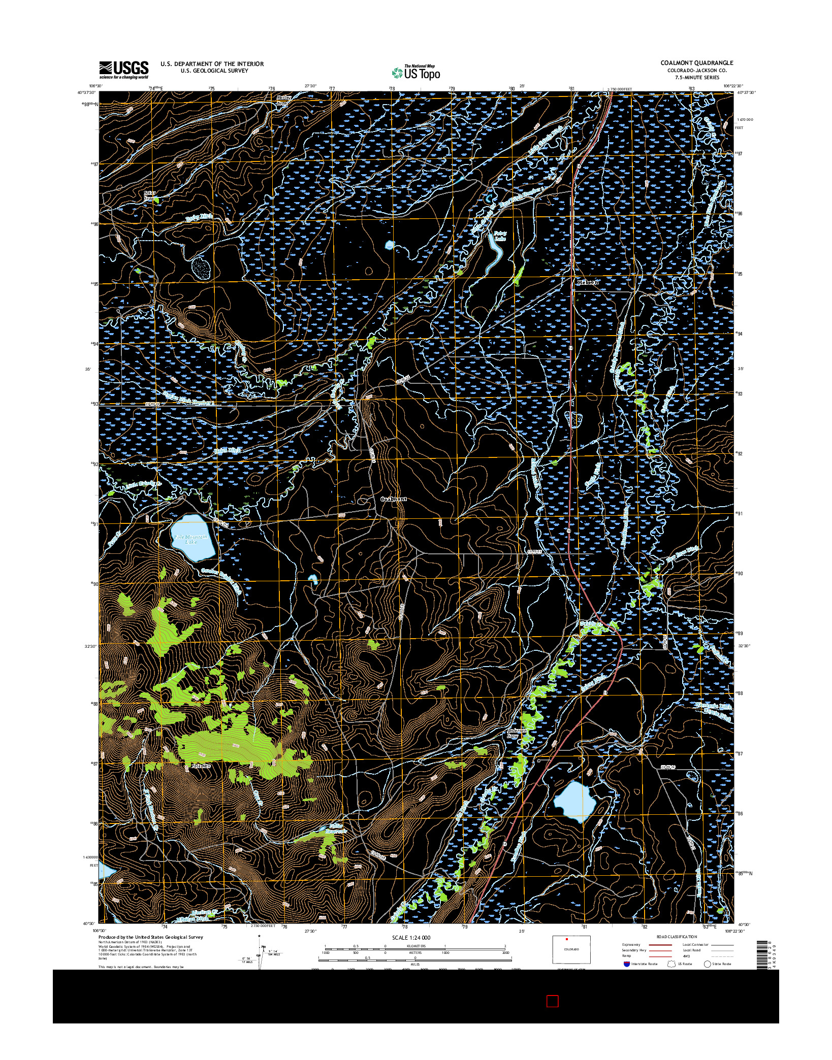 USGS US TOPO 7.5-MINUTE MAP FOR COALMONT, CO 2016