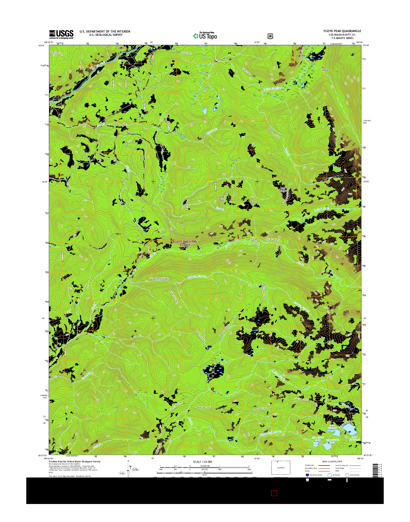 USGS US TOPO 7.5-MINUTE MAP FOR FLOYD PEAK, CO 2016