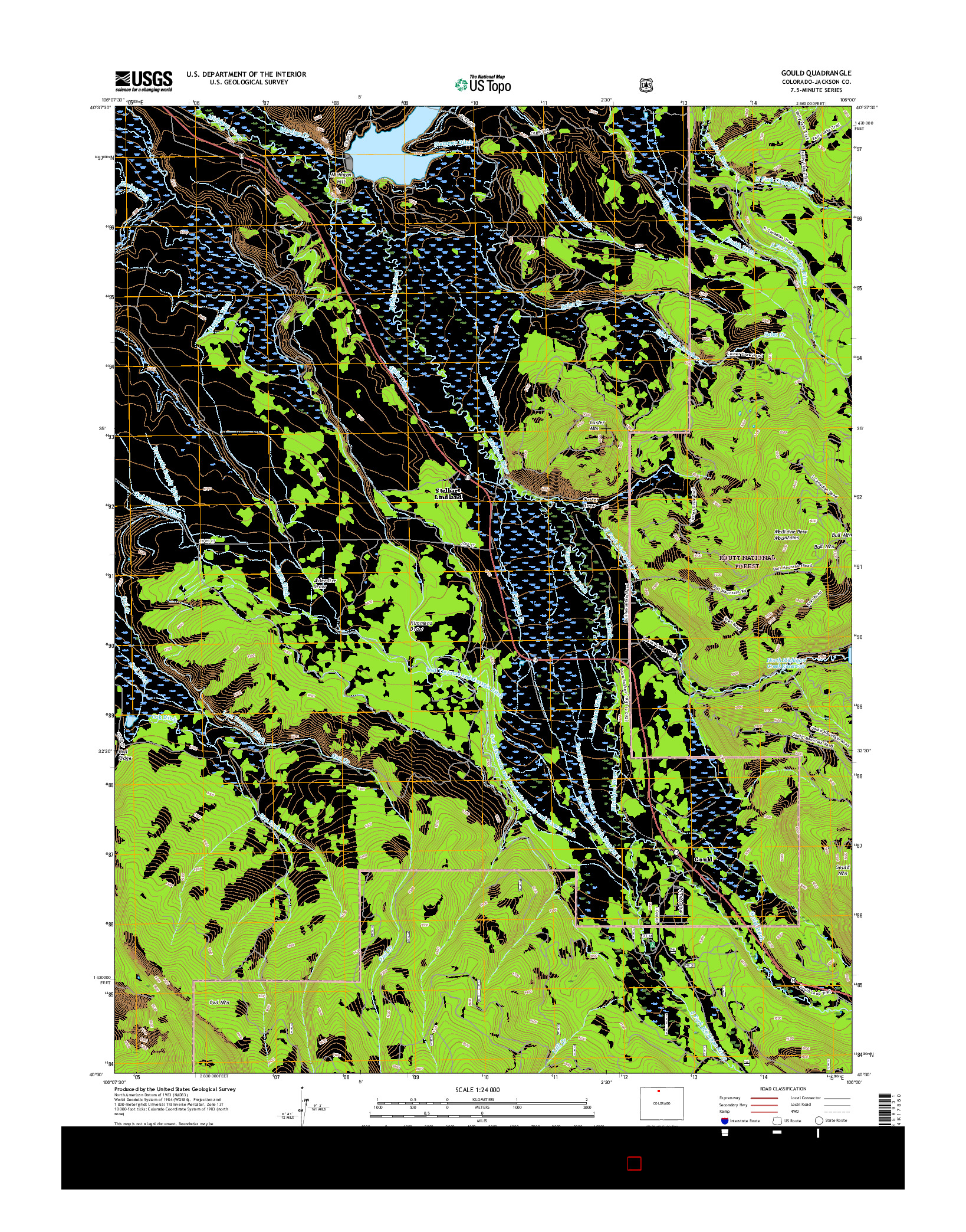 USGS US TOPO 7.5-MINUTE MAP FOR GOULD, CO 2016