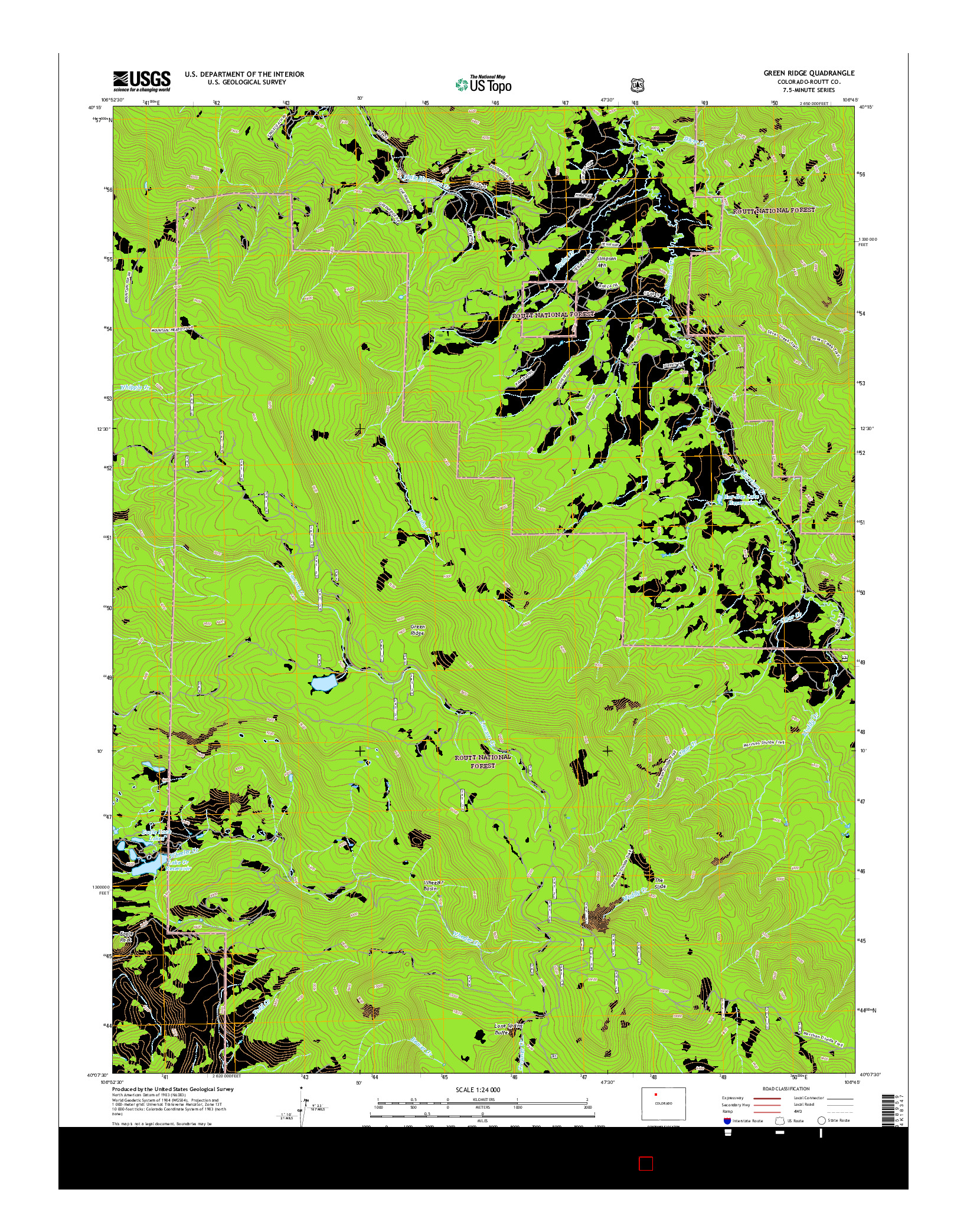 USGS US TOPO 7.5-MINUTE MAP FOR GREEN RIDGE, CO 2016