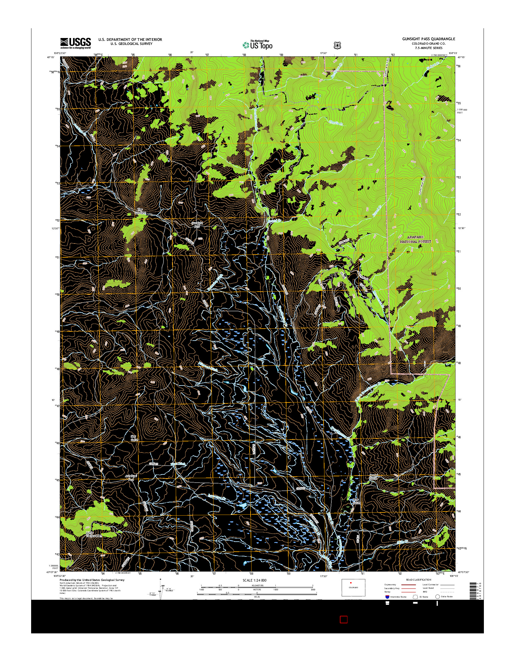 USGS US TOPO 7.5-MINUTE MAP FOR GUNSIGHT PASS, CO 2016