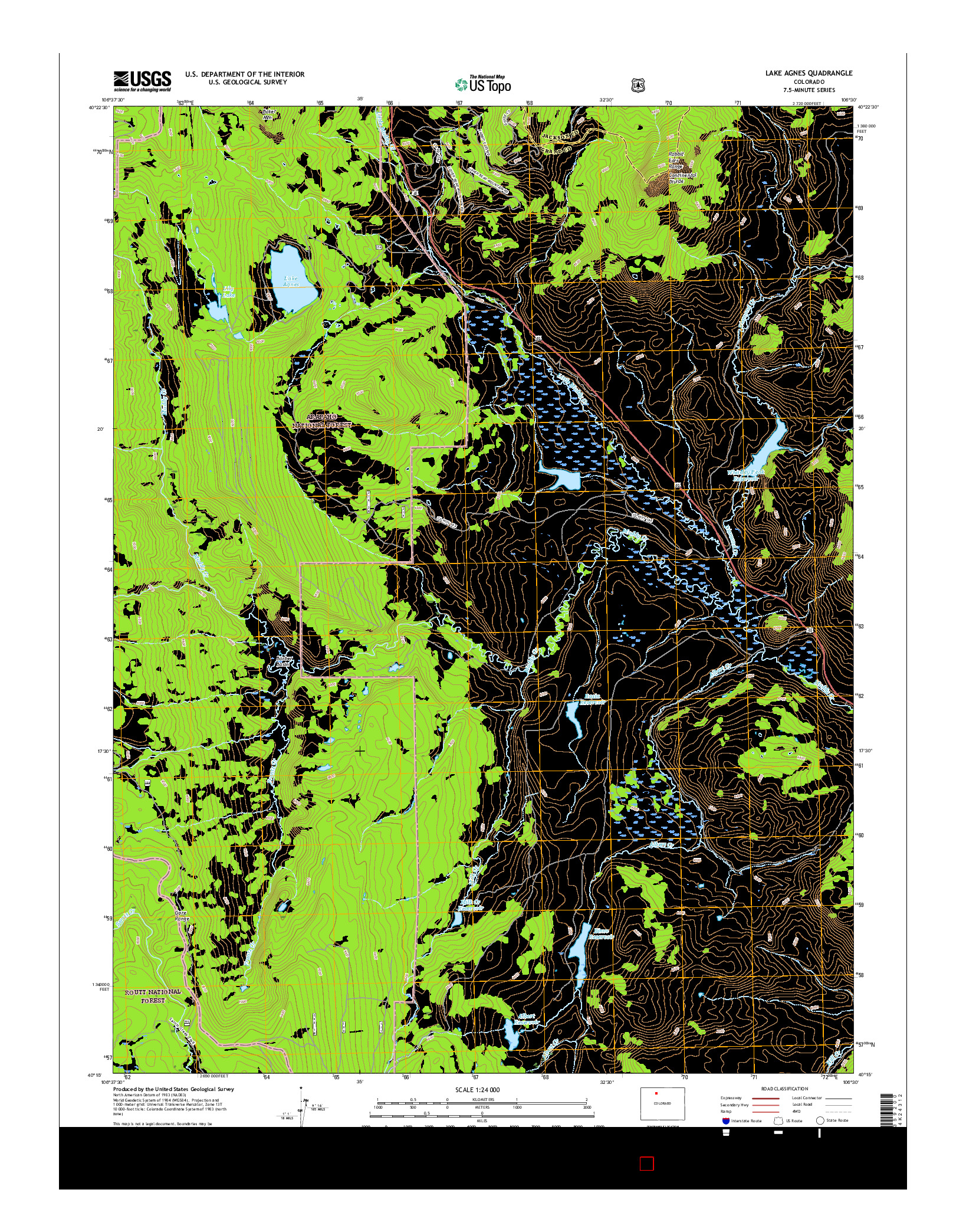 USGS US TOPO 7.5-MINUTE MAP FOR LAKE AGNES, CO 2016