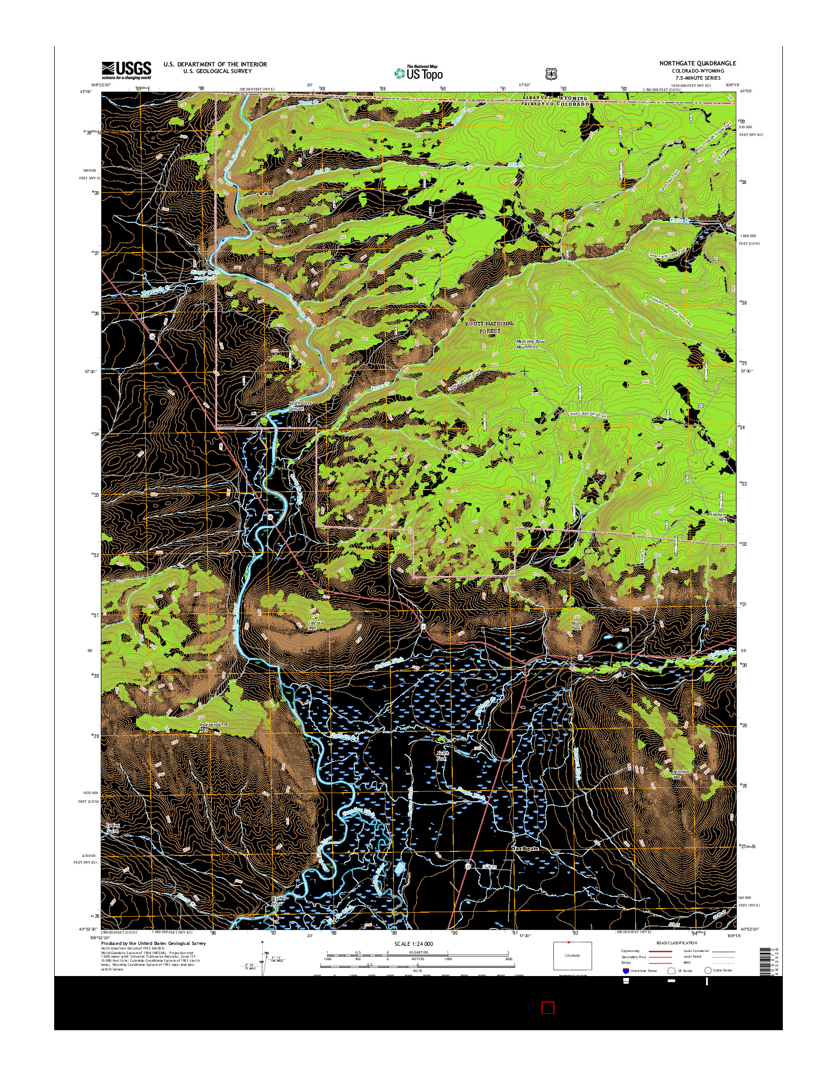 USGS US TOPO 7.5-MINUTE MAP FOR NORTHGATE, CO-WY 2016
