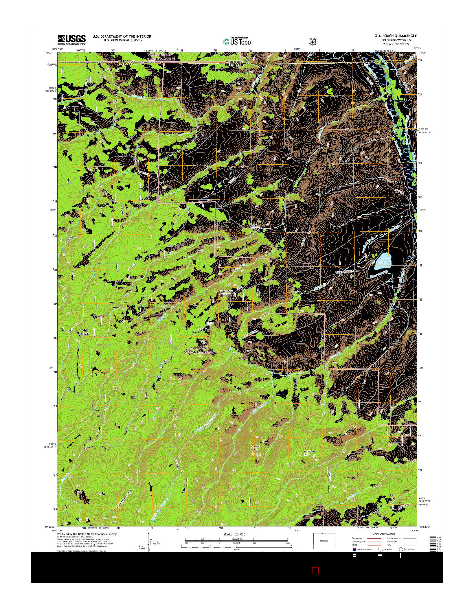 USGS US TOPO 7.5-MINUTE MAP FOR OLD ROACH, CO-WY 2016