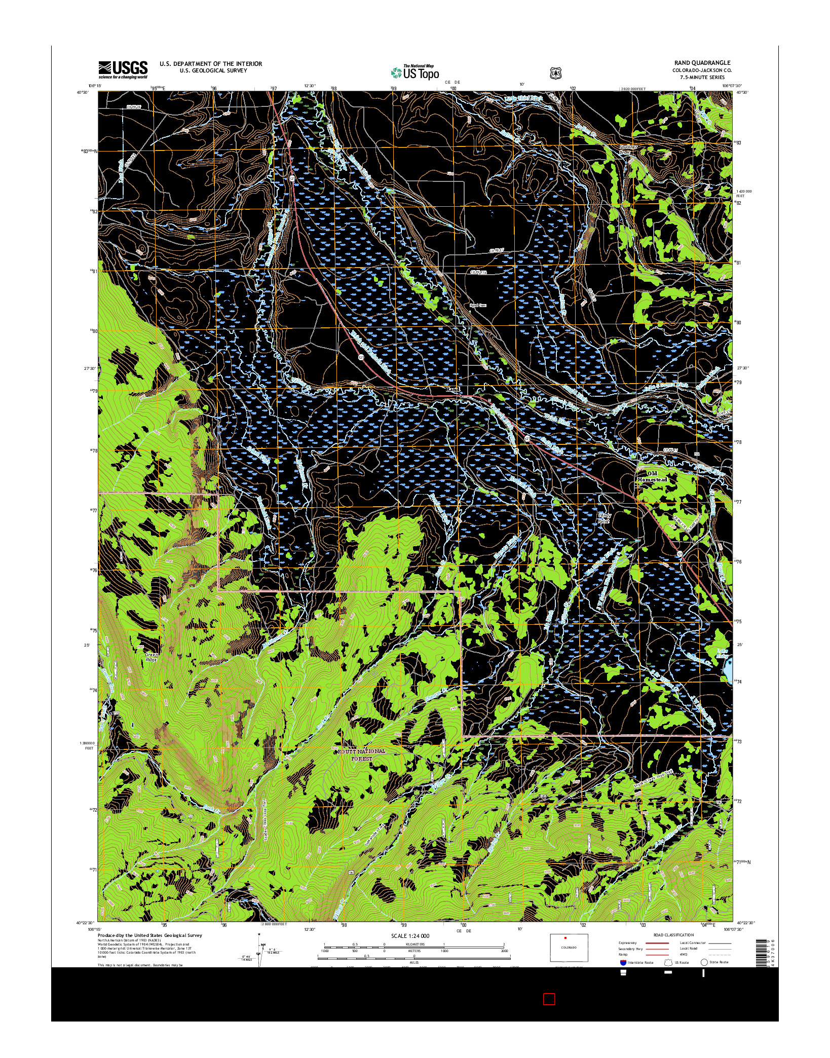 USGS US TOPO 7.5-MINUTE MAP FOR RAND, CO 2016