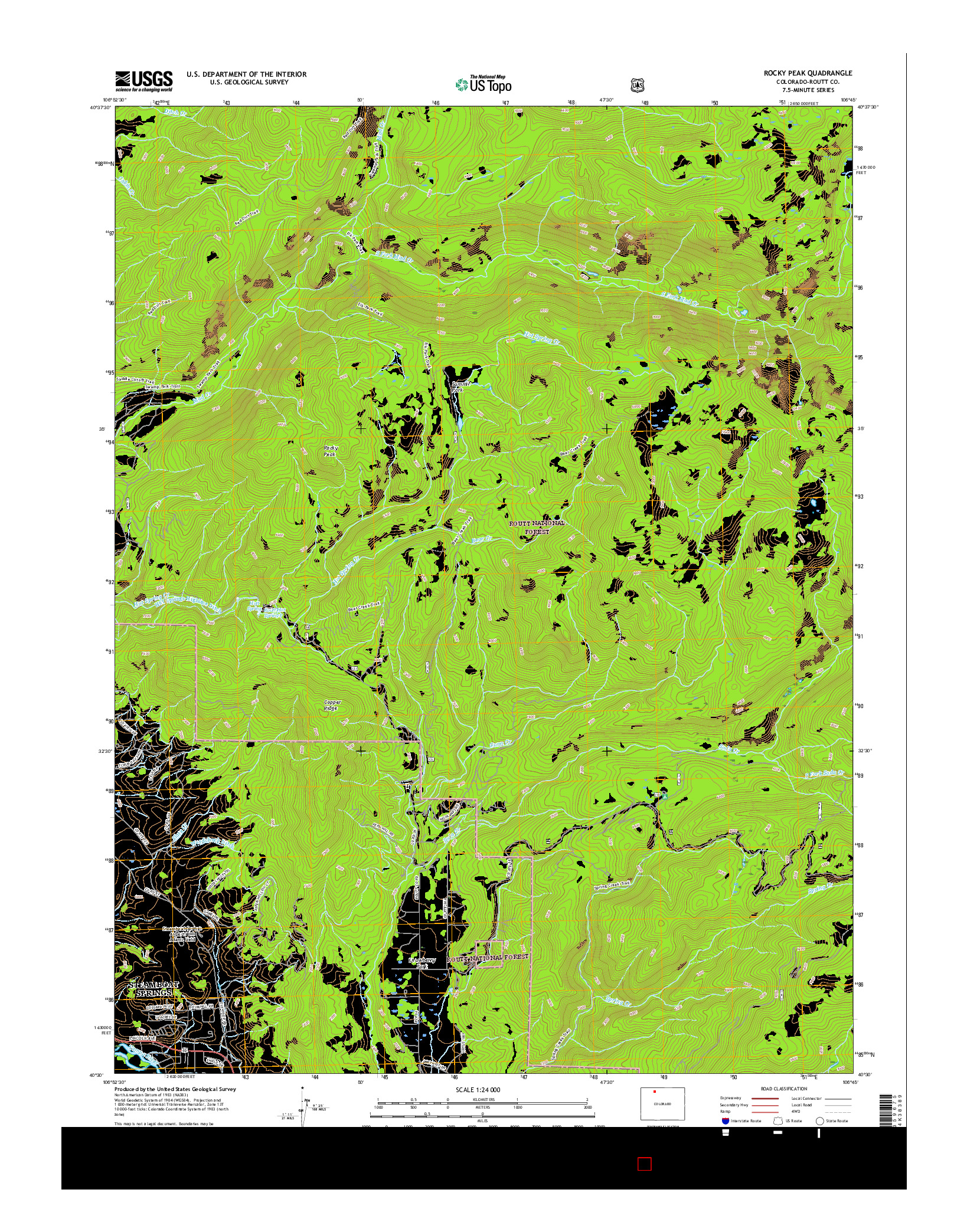 USGS US TOPO 7.5-MINUTE MAP FOR ROCKY PEAK, CO 2016