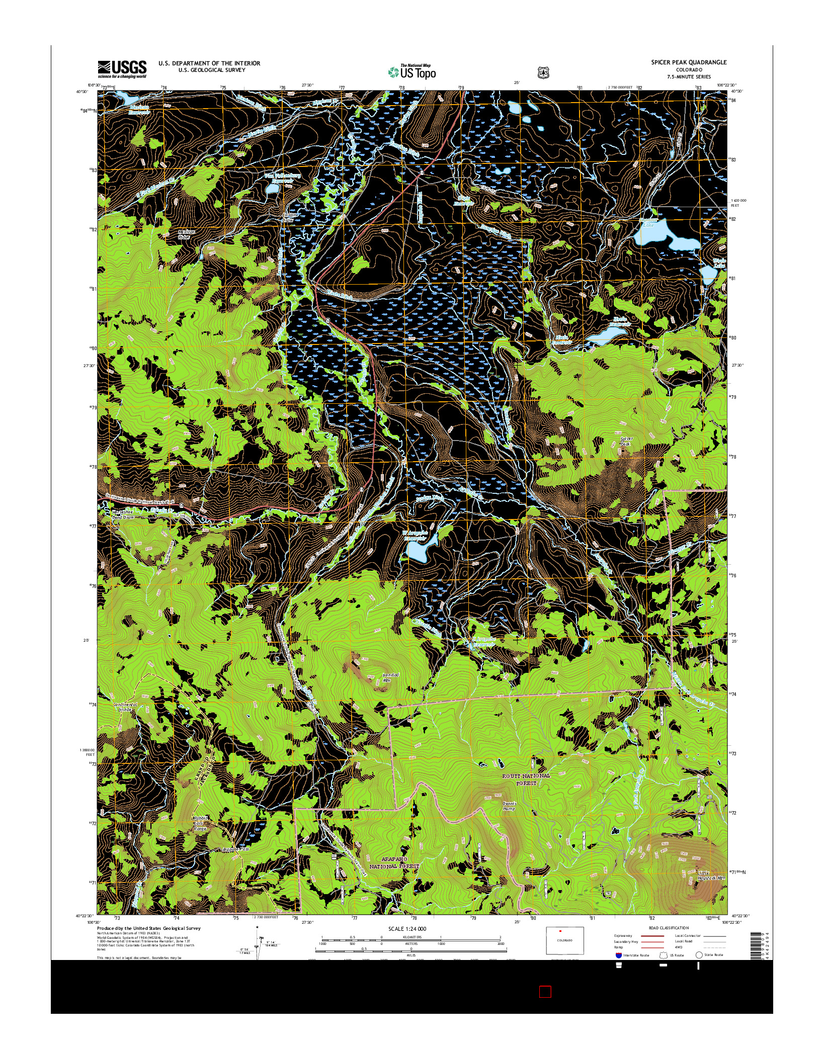 USGS US TOPO 7.5-MINUTE MAP FOR SPICER PEAK, CO 2016