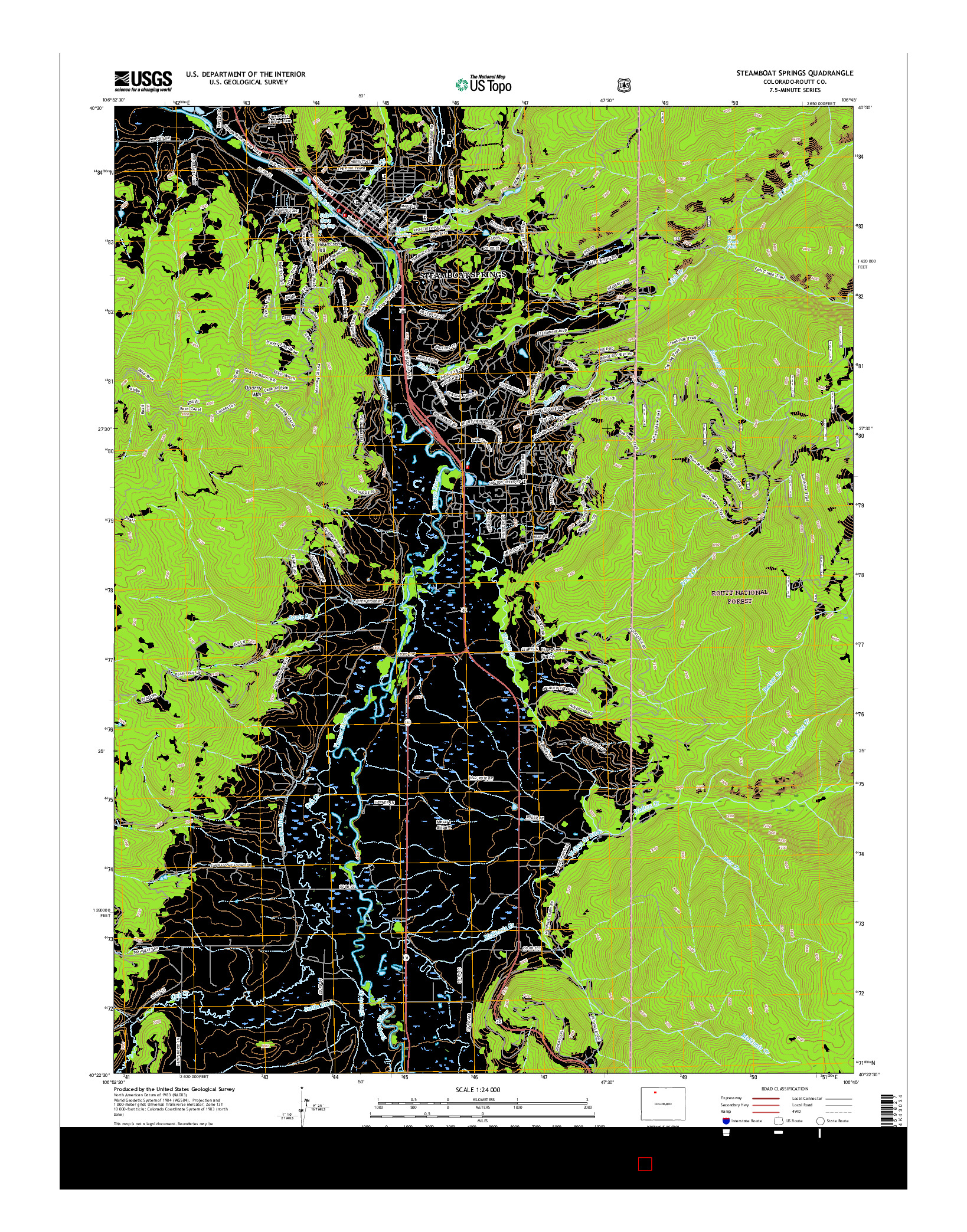 USGS US TOPO 7.5-MINUTE MAP FOR STEAMBOAT SPRINGS, CO 2016