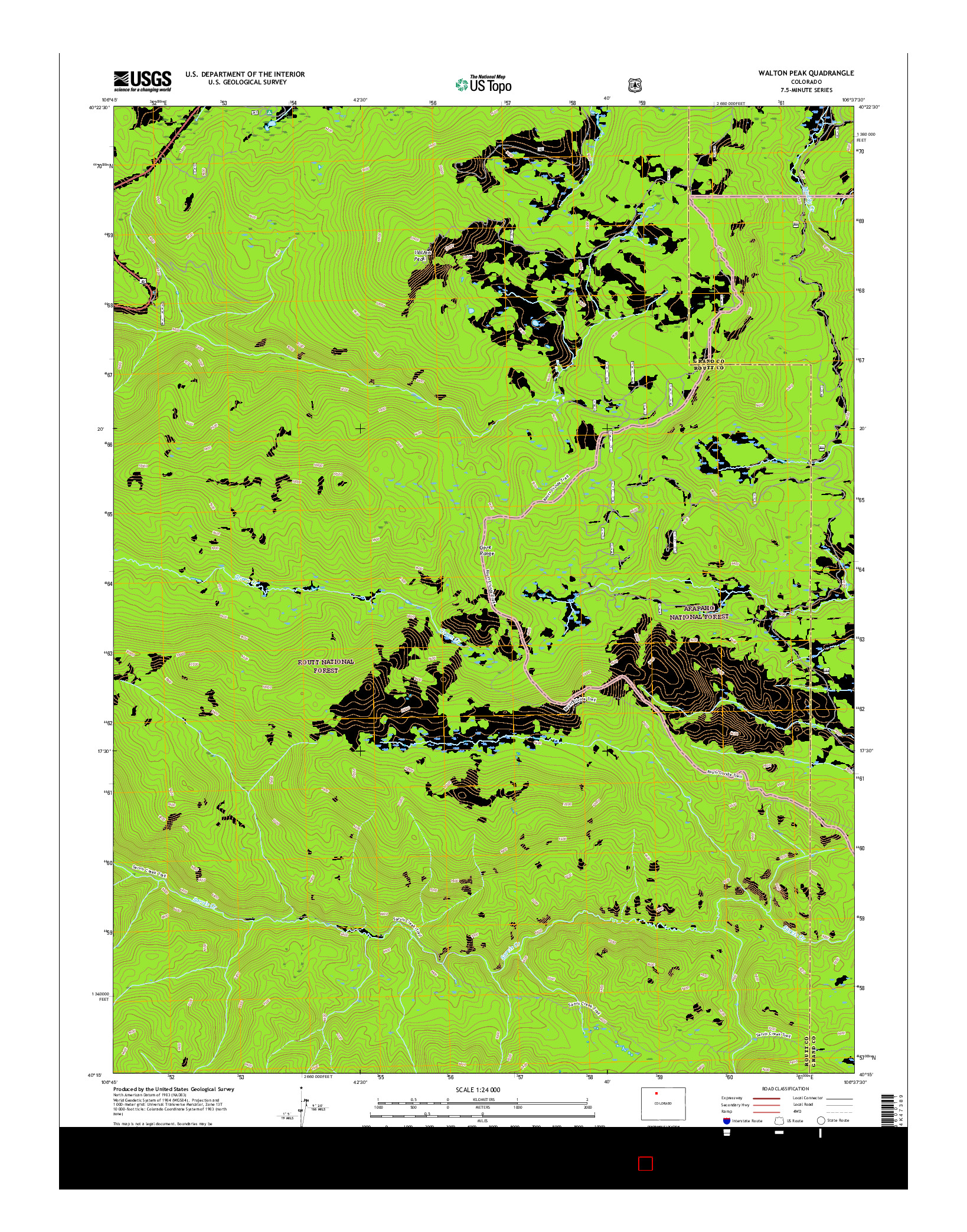 USGS US TOPO 7.5-MINUTE MAP FOR WALTON PEAK, CO 2016