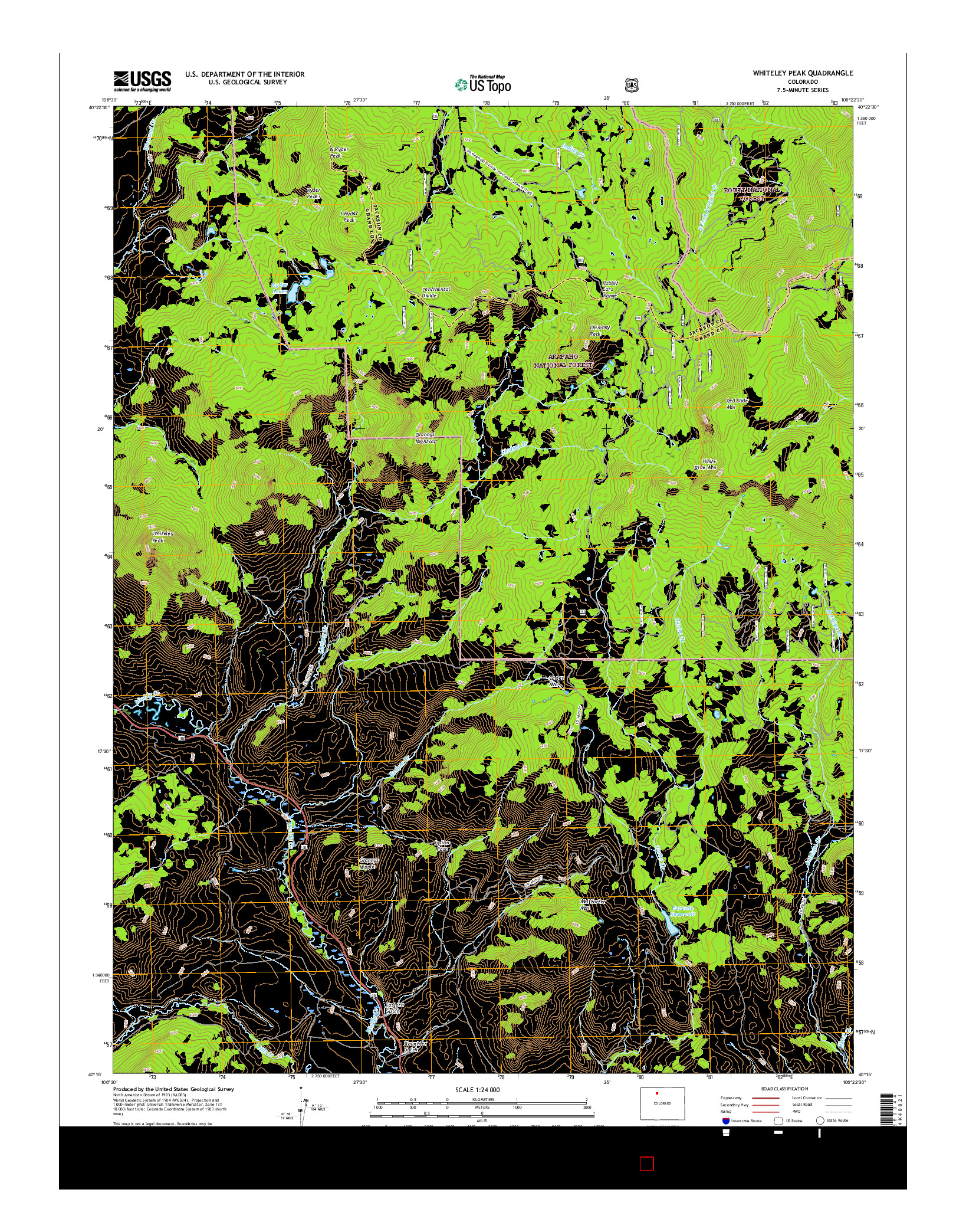 USGS US TOPO 7.5-MINUTE MAP FOR WHITELEY PEAK, CO 2016