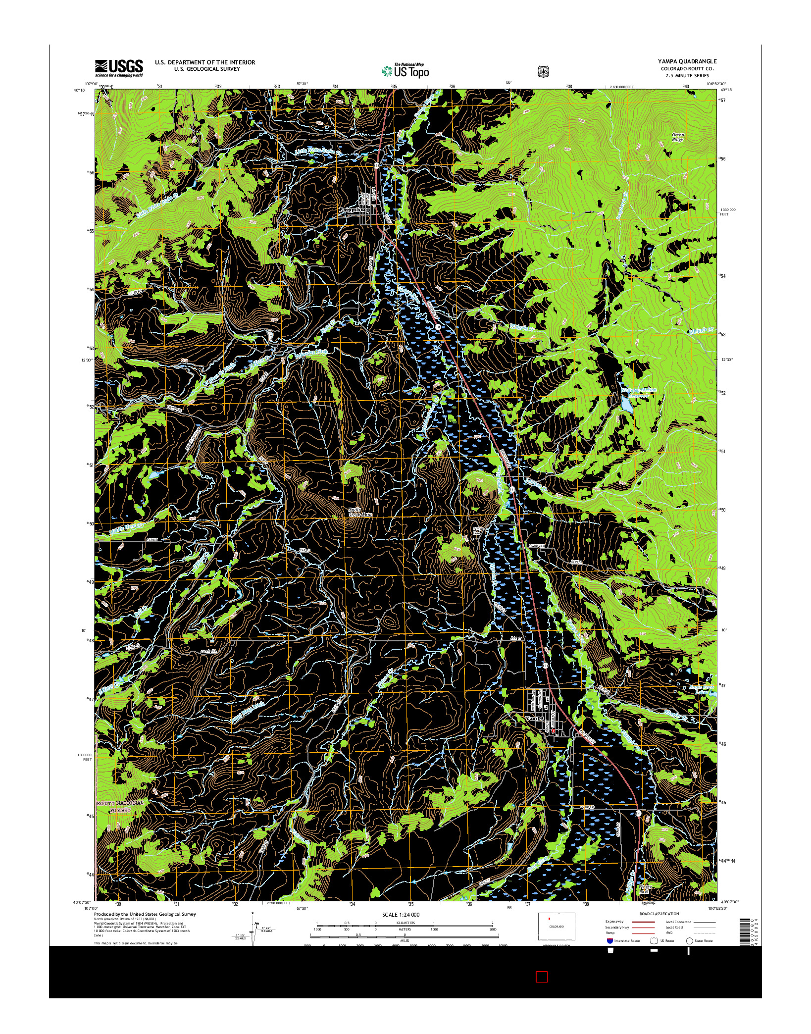 USGS US TOPO 7.5-MINUTE MAP FOR YAMPA, CO 2016