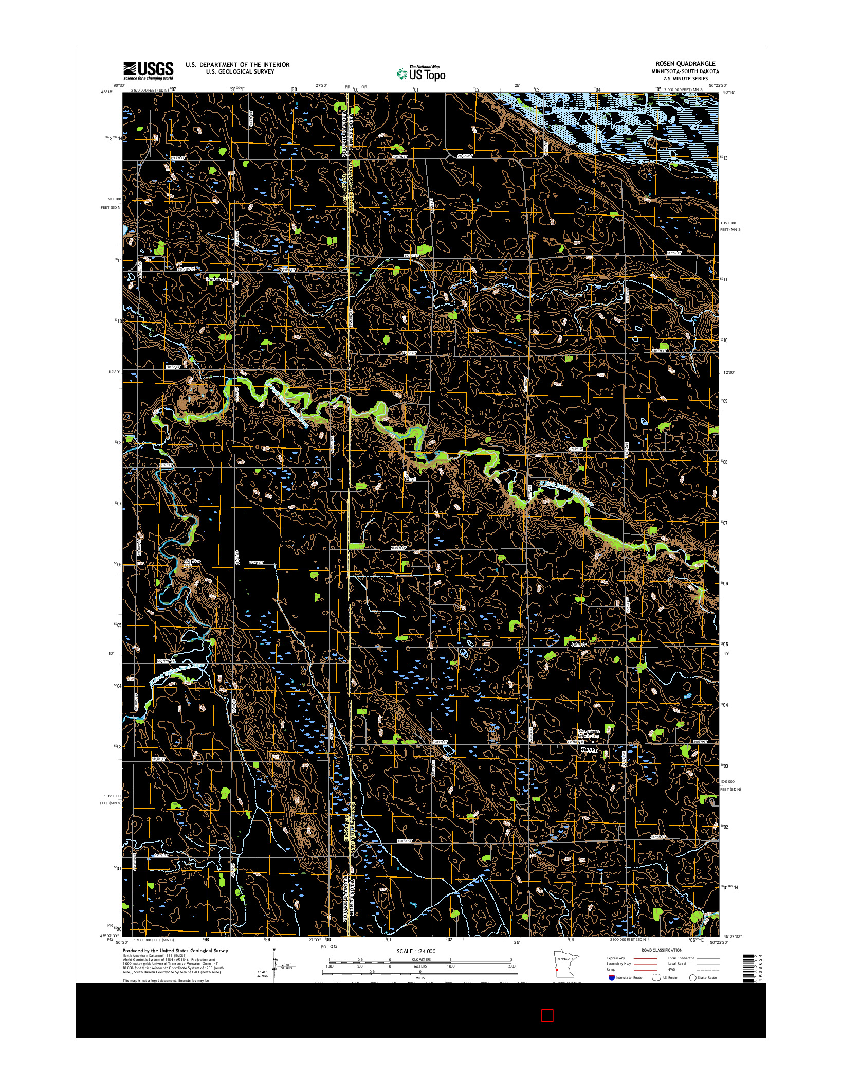 USGS US TOPO 7.5-MINUTE MAP FOR ROSEN, MN-SD 2016