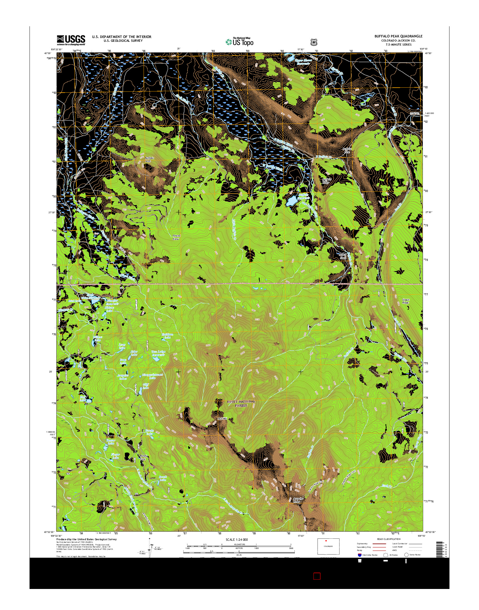 USGS US TOPO 7.5-MINUTE MAP FOR BUFFALO PEAK, CO 2016