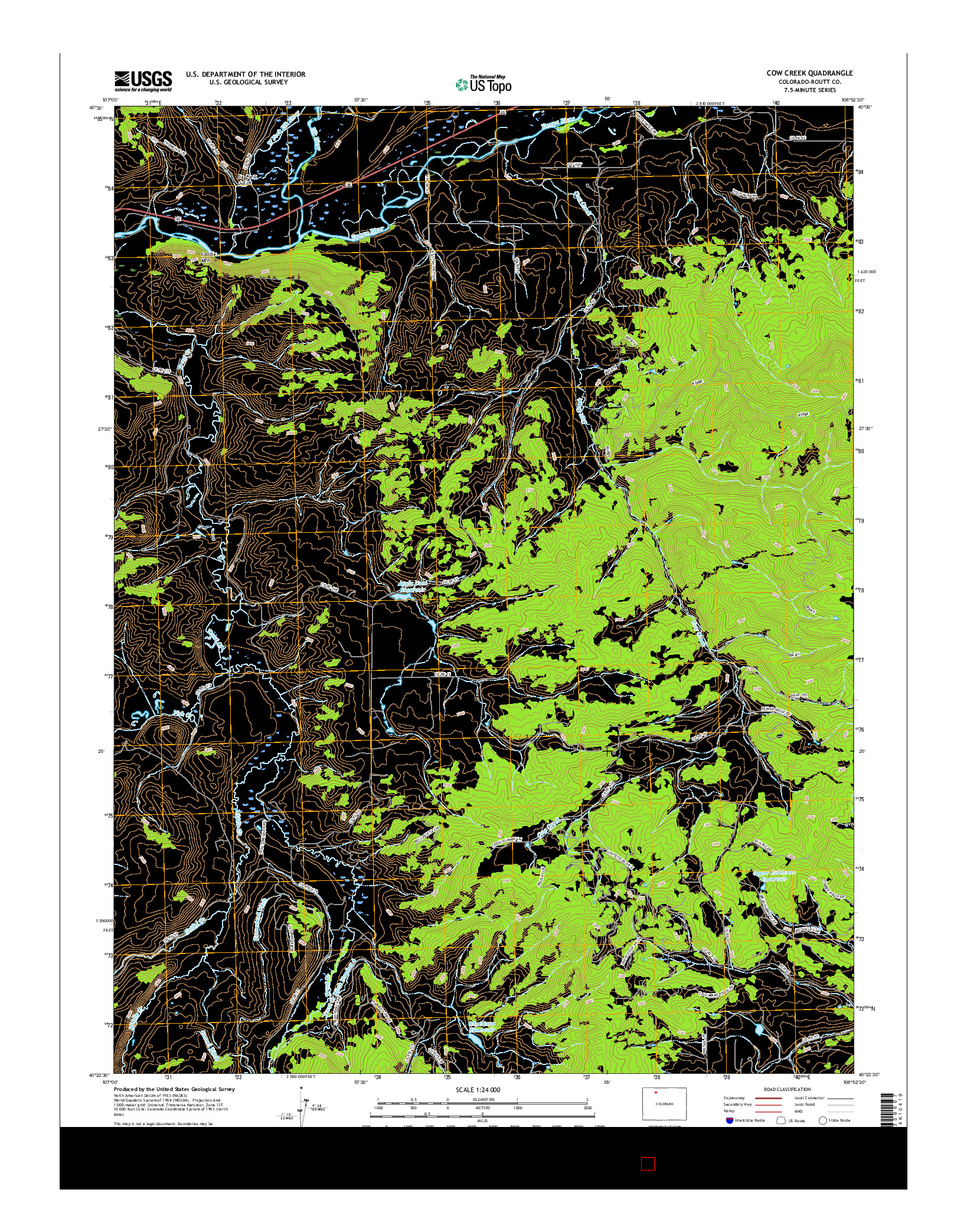 USGS US TOPO 7.5-MINUTE MAP FOR COW CREEK, CO 2016