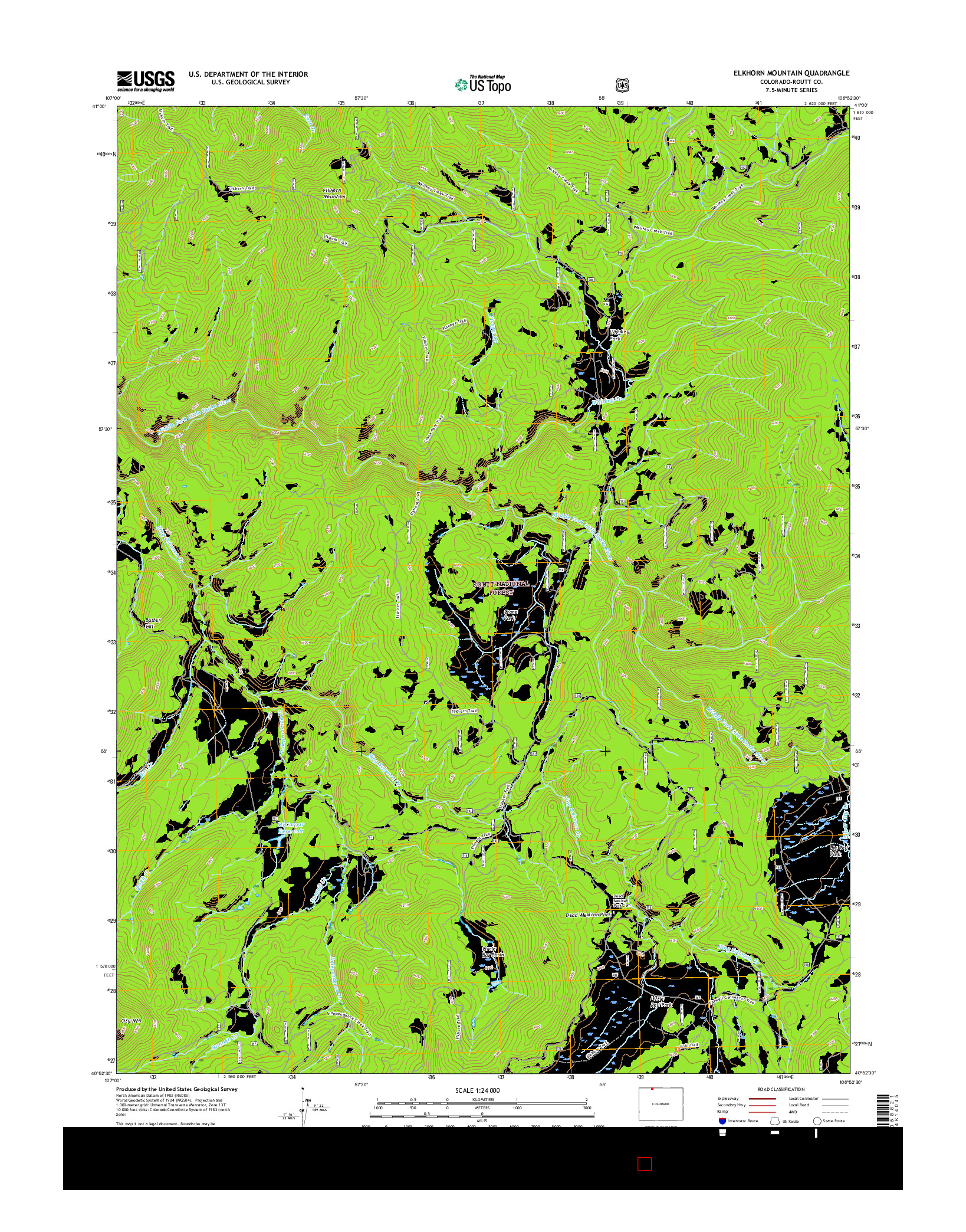 USGS US TOPO 7.5-MINUTE MAP FOR ELKHORN MOUNTAIN, CO 2016