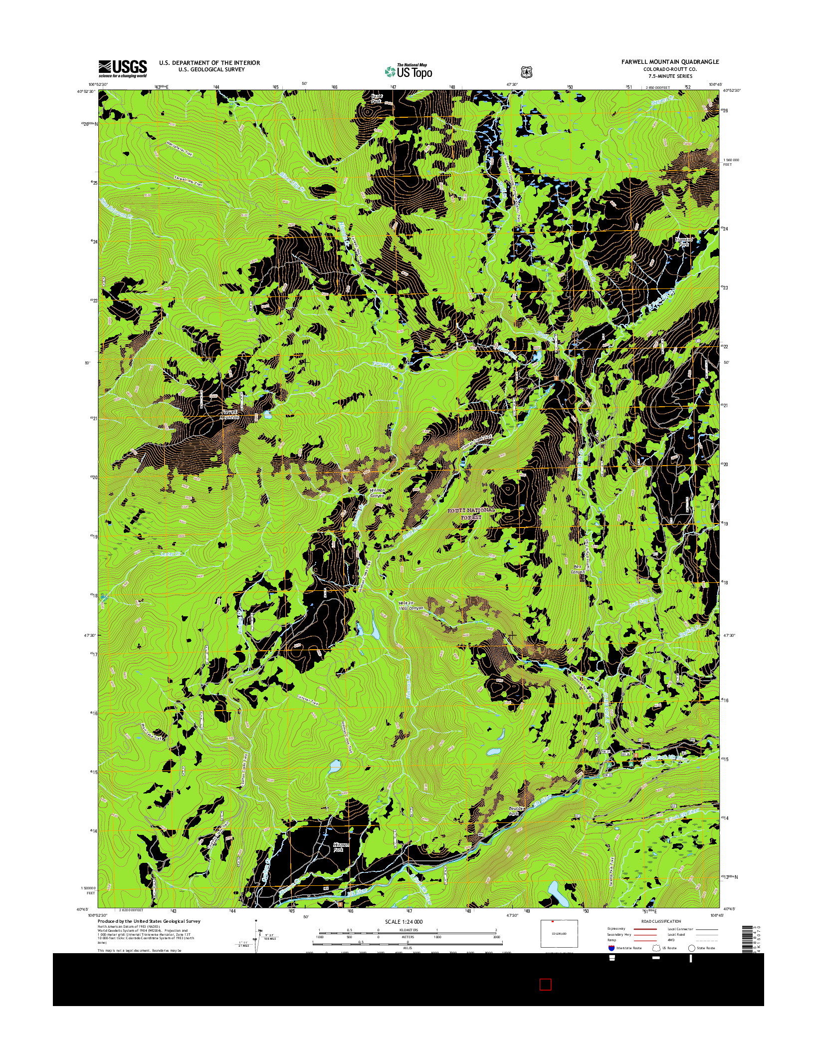 USGS US TOPO 7.5-MINUTE MAP FOR FARWELL MOUNTAIN, CO 2016