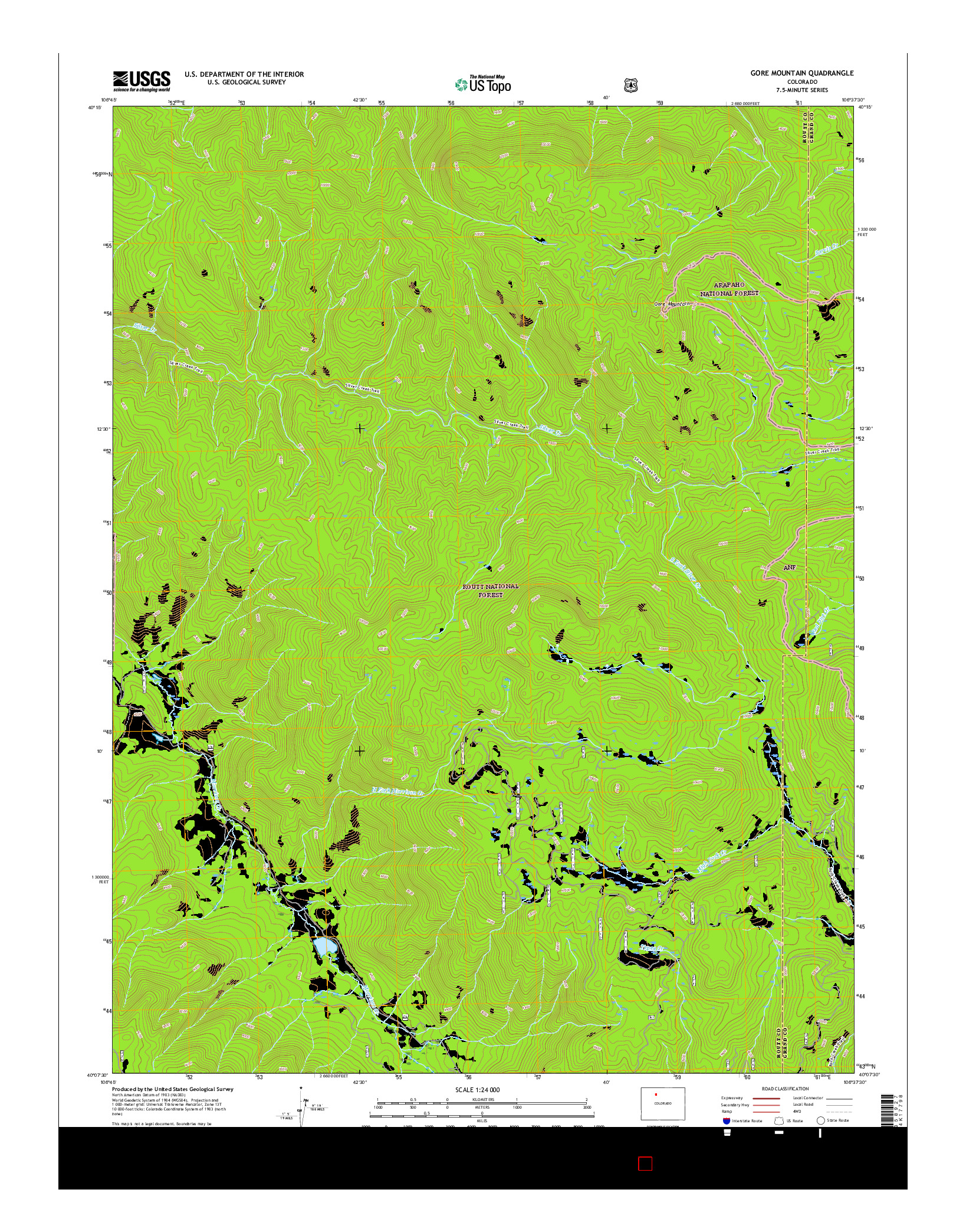 USGS US TOPO 7.5-MINUTE MAP FOR GORE MOUNTAIN, CO 2016