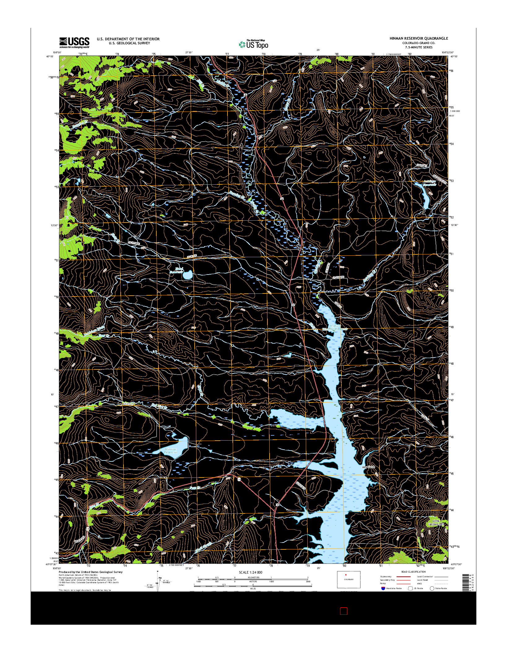 USGS US TOPO 7.5-MINUTE MAP FOR HINMAN RESERVOIR, CO 2016