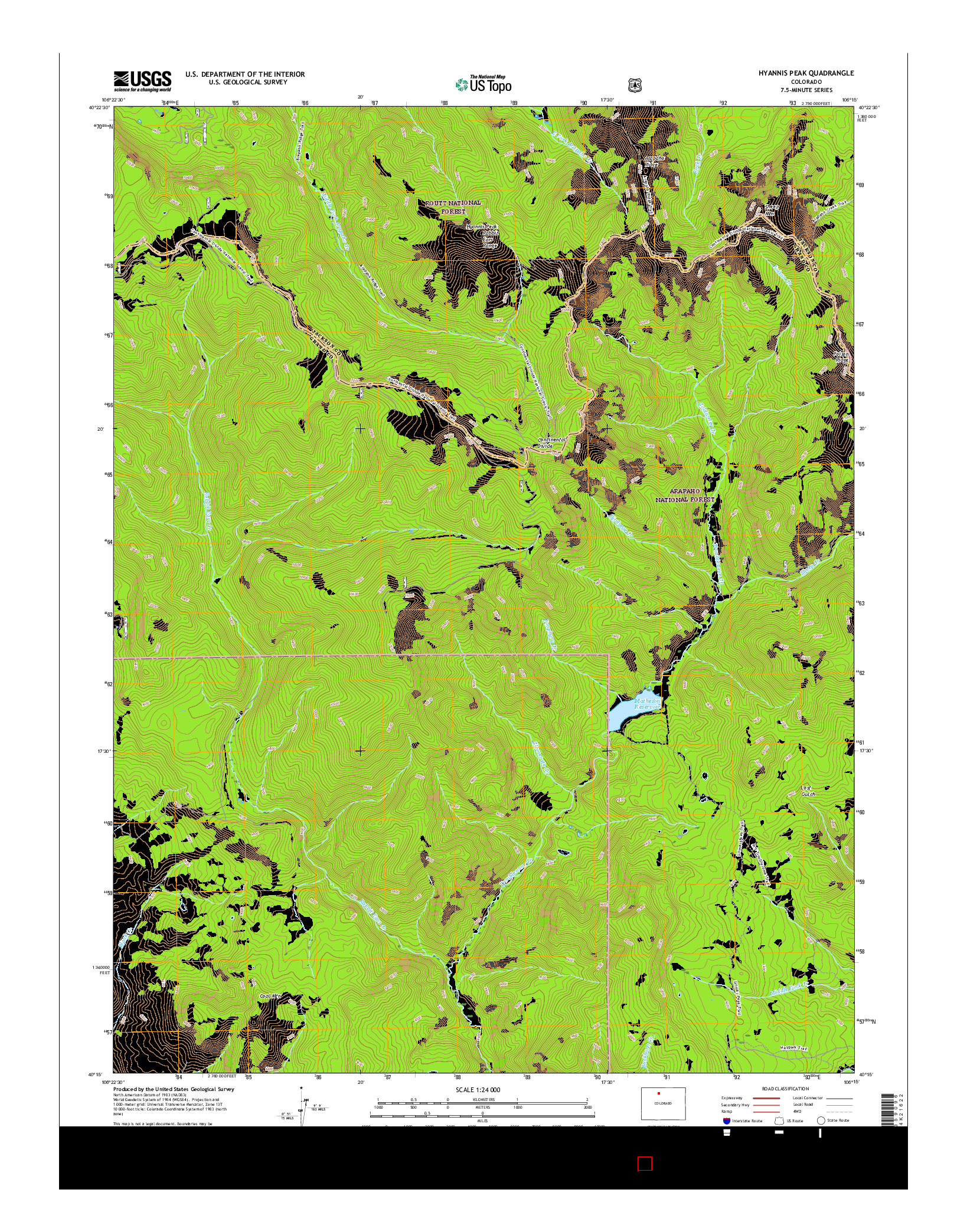 USGS US TOPO 7.5-MINUTE MAP FOR HYANNIS PEAK, CO 2016