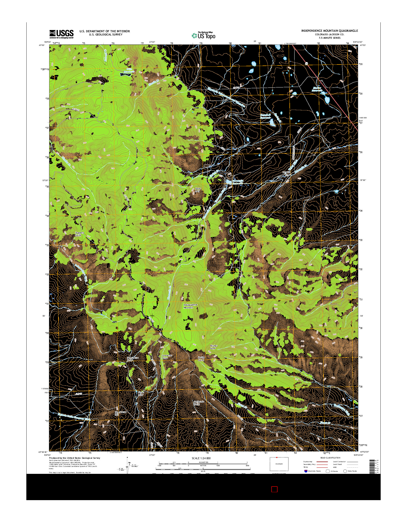 USGS US TOPO 7.5-MINUTE MAP FOR INDEPENDENCE MOUNTAIN, CO 2016