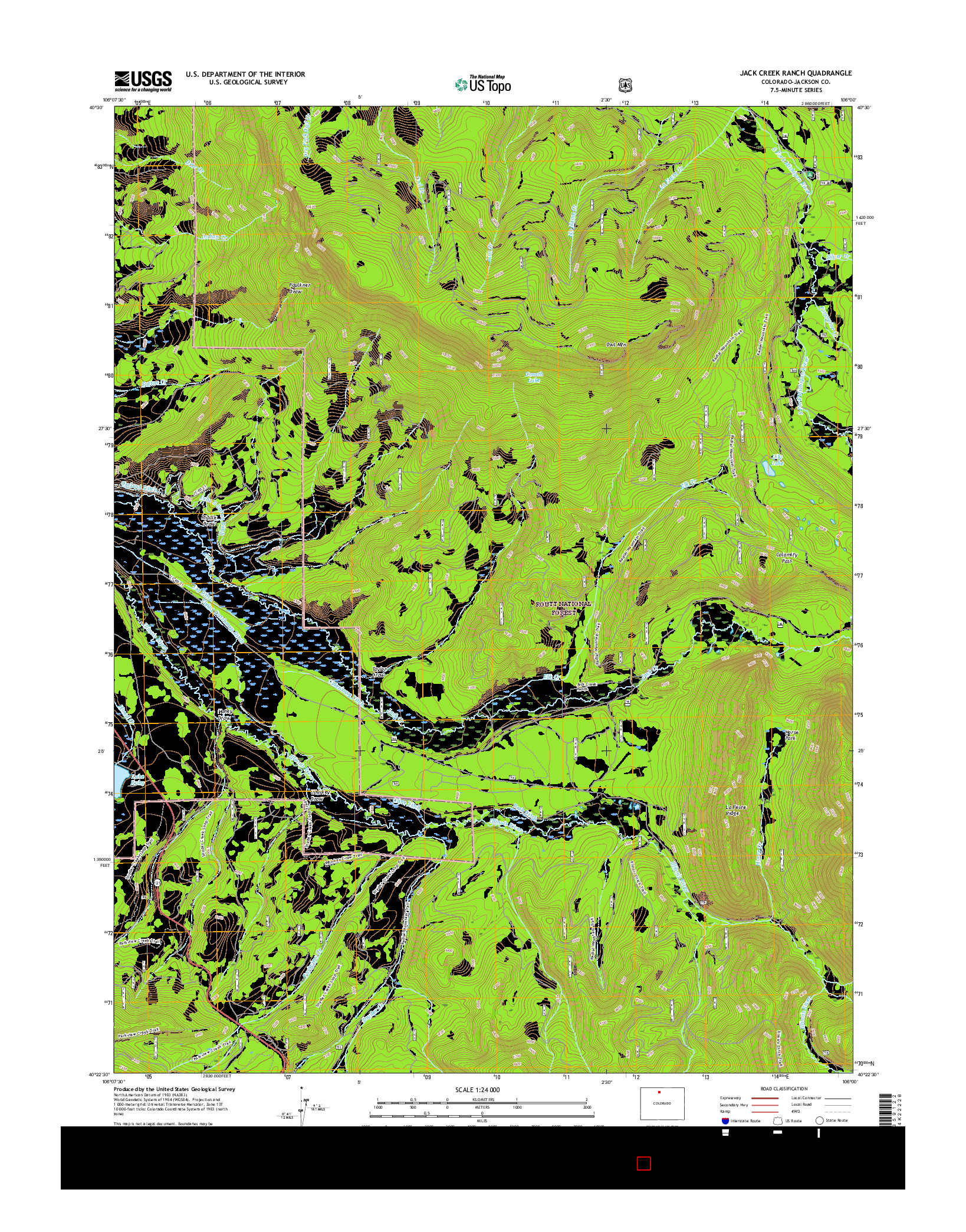 USGS US TOPO 7.5-MINUTE MAP FOR JACK CREEK RANCH, CO 2016
