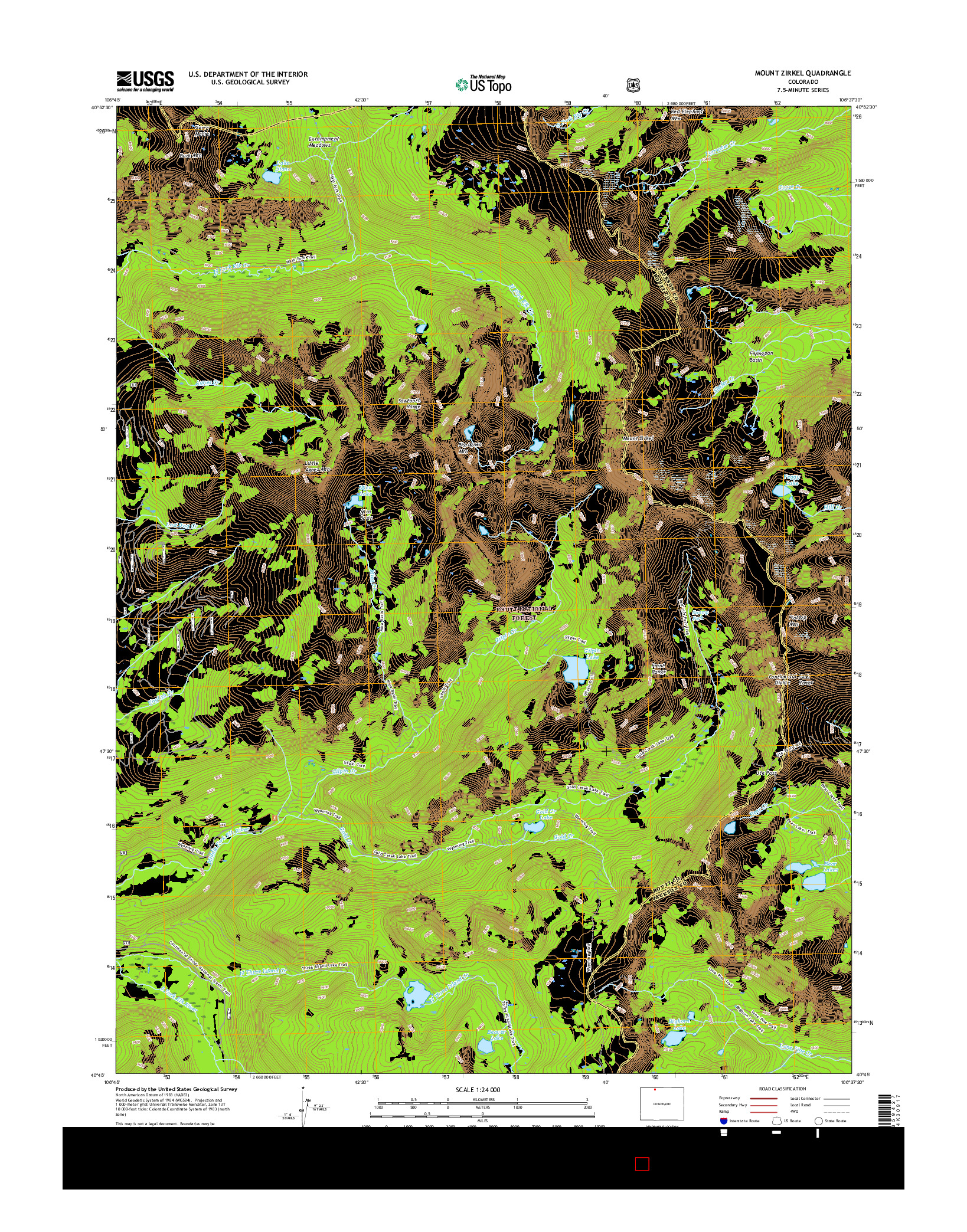 USGS US TOPO 7.5-MINUTE MAP FOR MOUNT ZIRKEL, CO 2016