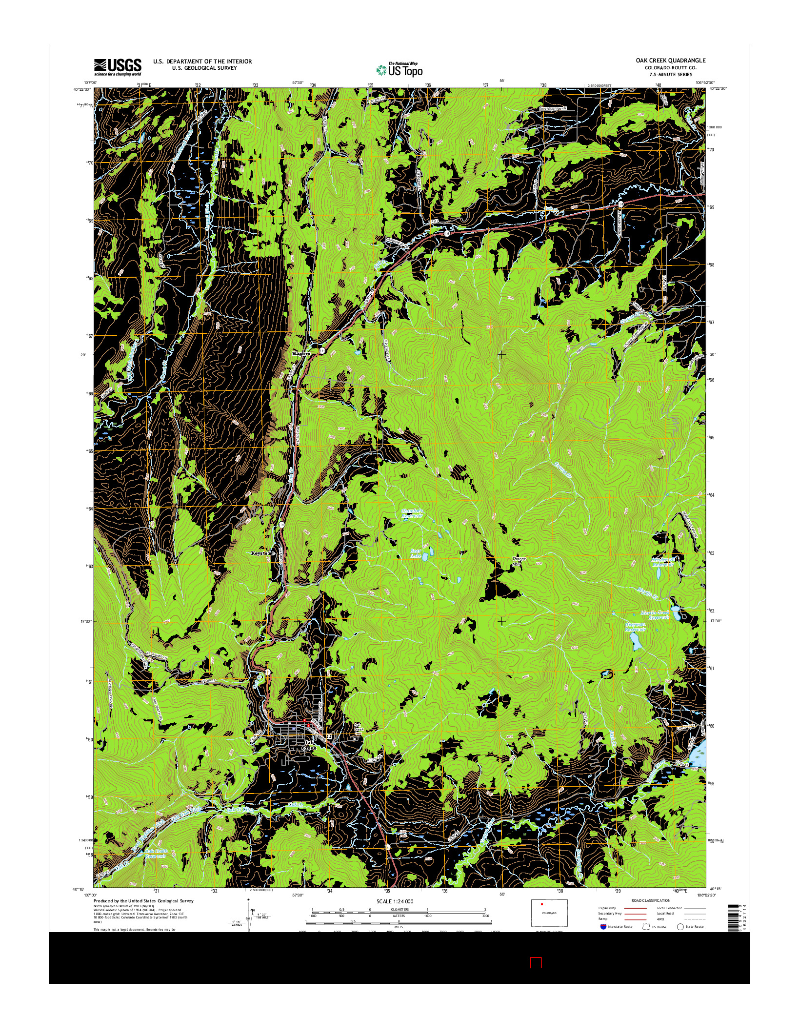 USGS US TOPO 7.5-MINUTE MAP FOR OAK CREEK, CO 2016