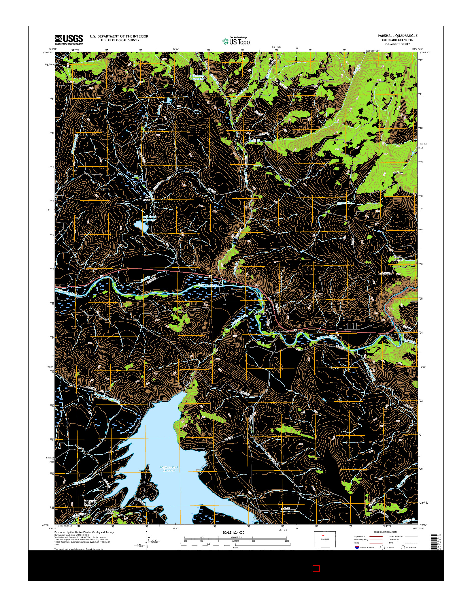 USGS US TOPO 7.5-MINUTE MAP FOR PARSHALL, CO 2016