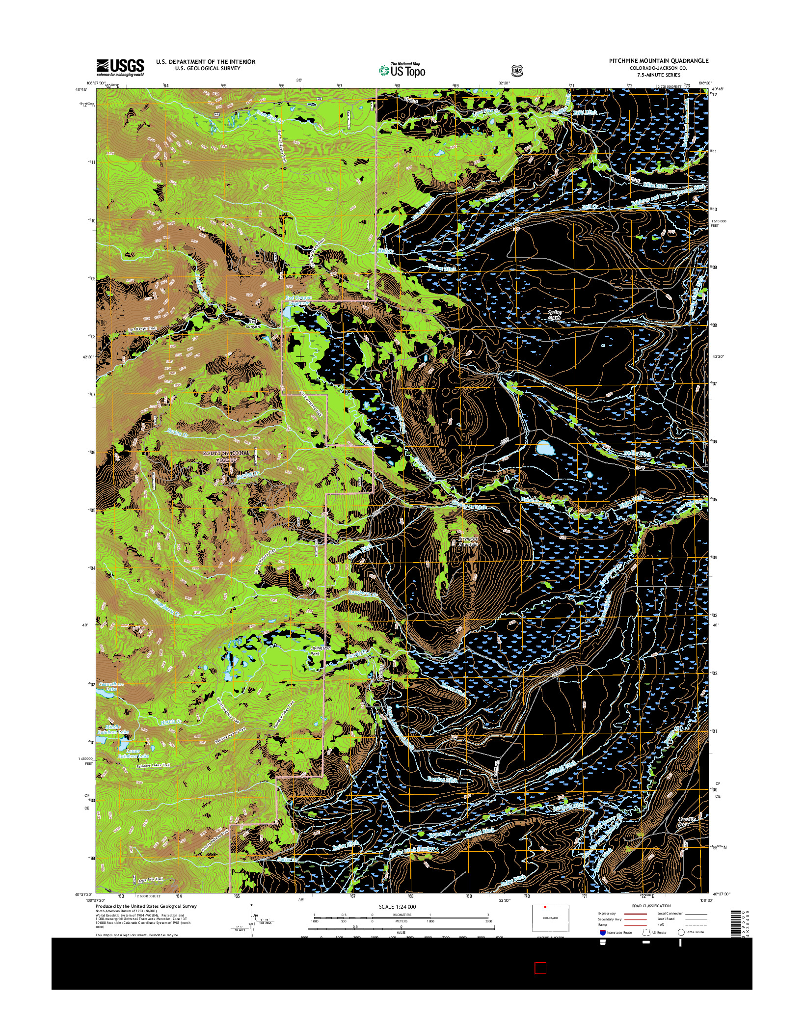USGS US TOPO 7.5-MINUTE MAP FOR PITCHPINE MOUNTAIN, CO 2016