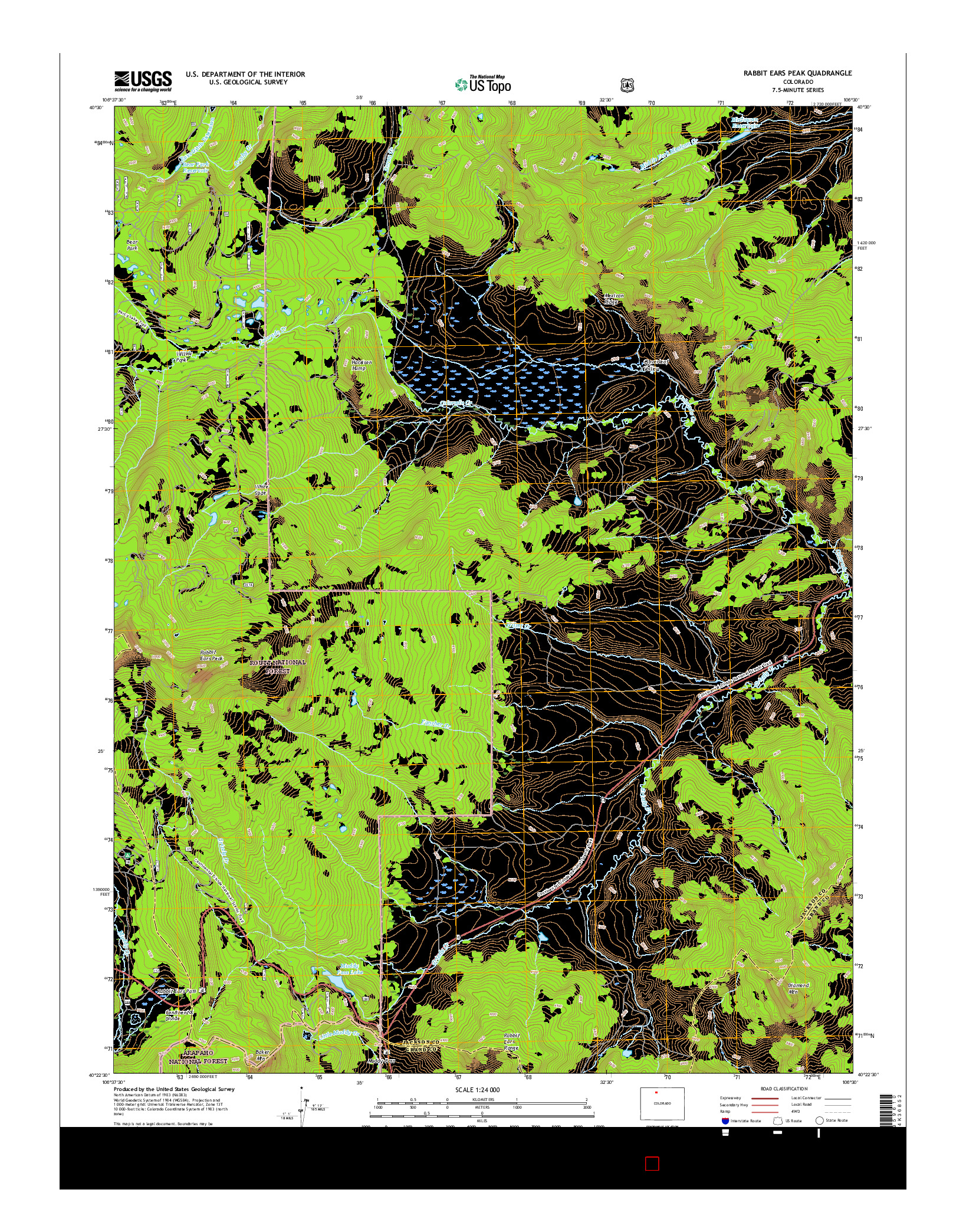 USGS US TOPO 7.5-MINUTE MAP FOR RABBIT EARS PEAK, CO 2016