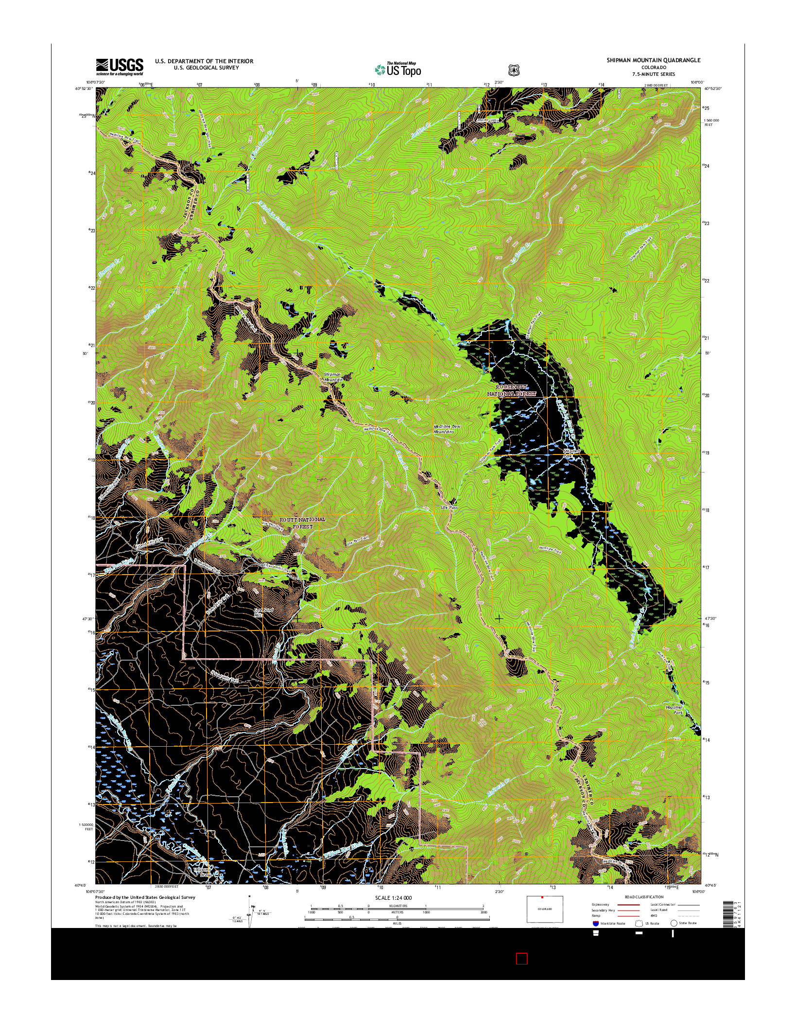 USGS US TOPO 7.5-MINUTE MAP FOR SHIPMAN MOUNTAIN, CO 2016