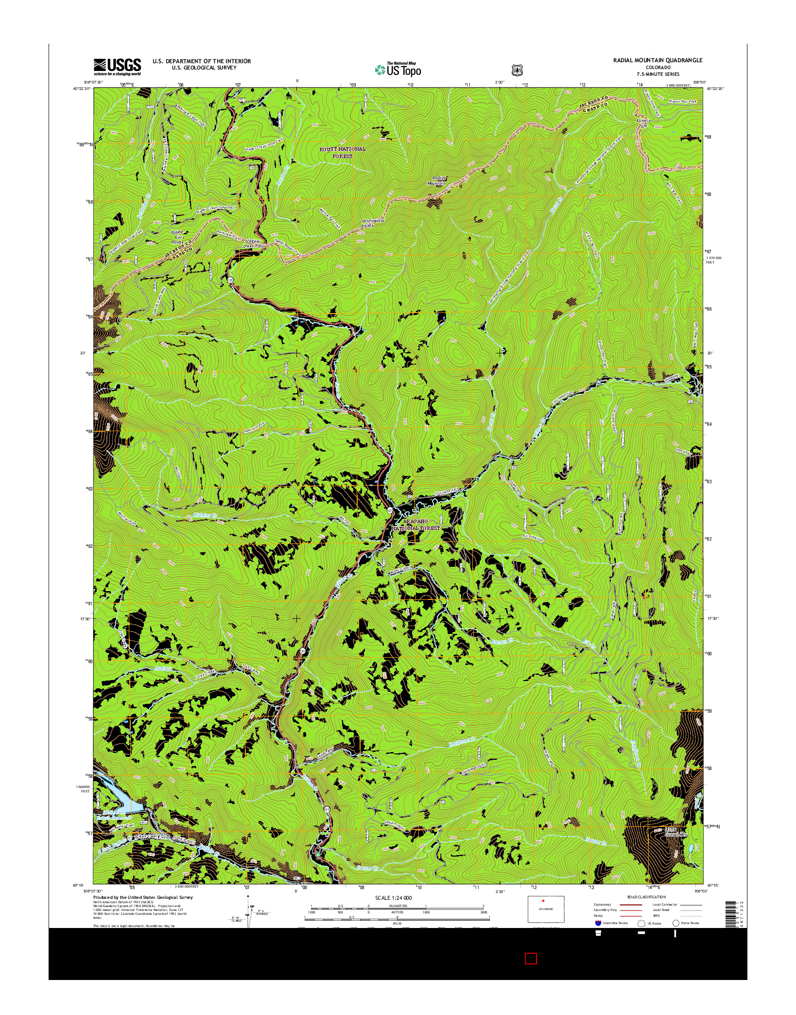 USGS US TOPO 7.5-MINUTE MAP FOR RADIAL MOUNTAIN, CO 2016