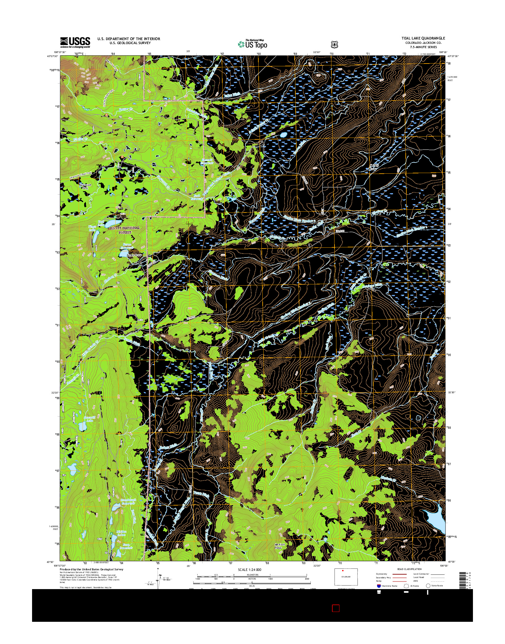 USGS US TOPO 7.5-MINUTE MAP FOR TEAL LAKE, CO 2016