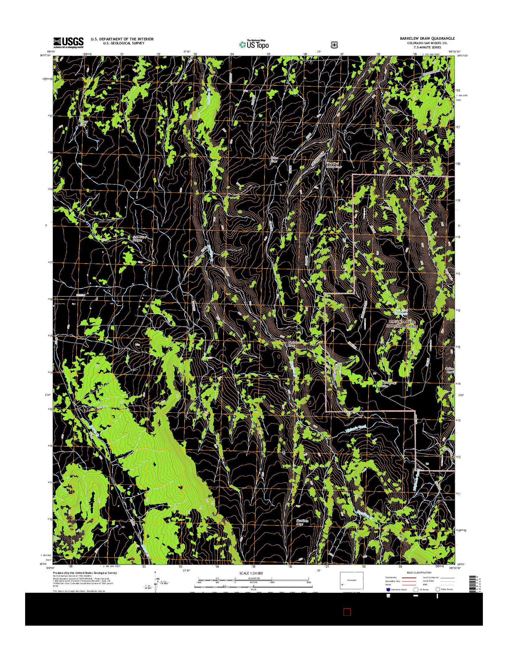 USGS US TOPO 7.5-MINUTE MAP FOR BARKELEW DRAW, CO 2016