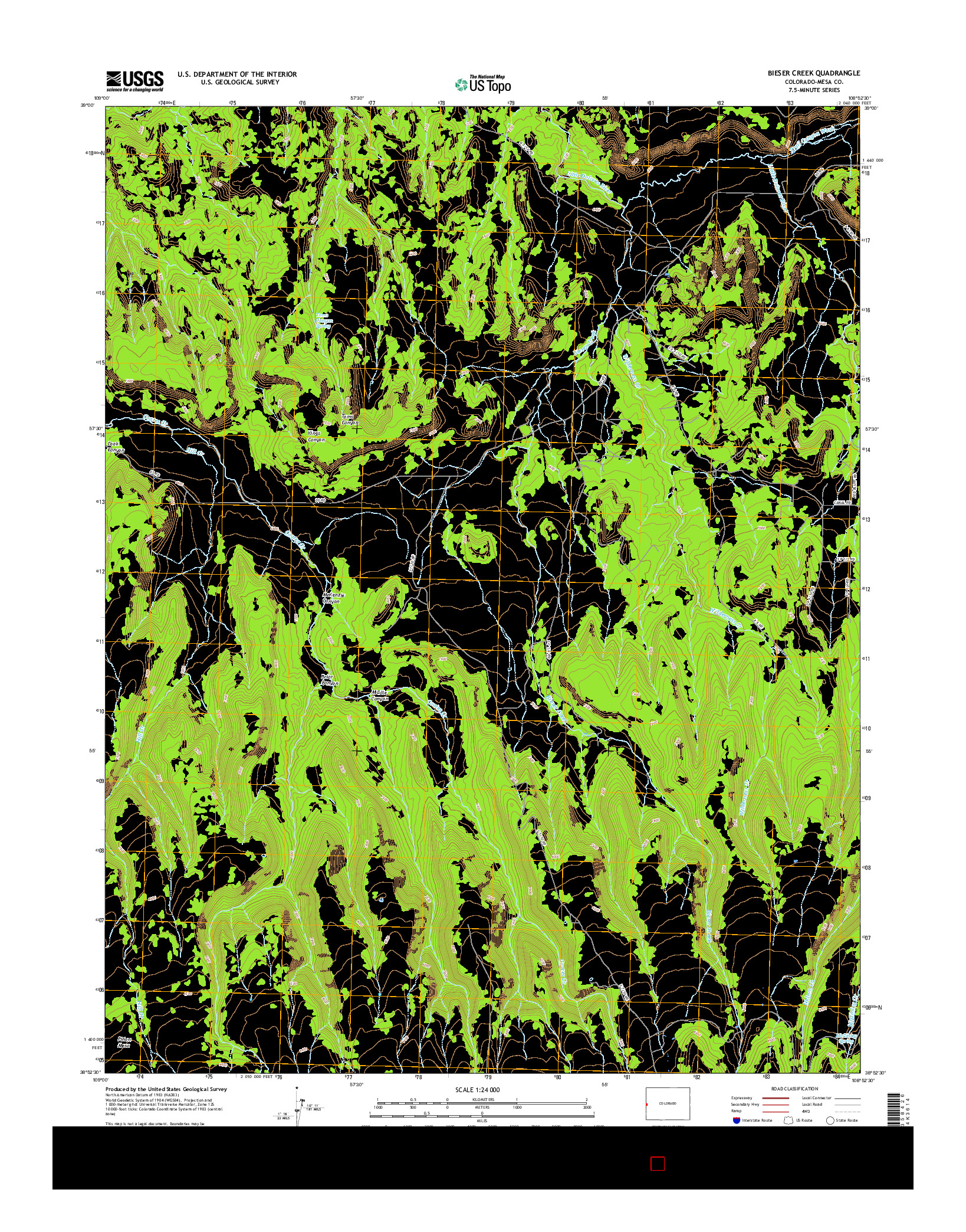 USGS US TOPO 7.5-MINUTE MAP FOR BIESER CREEK, CO 2016