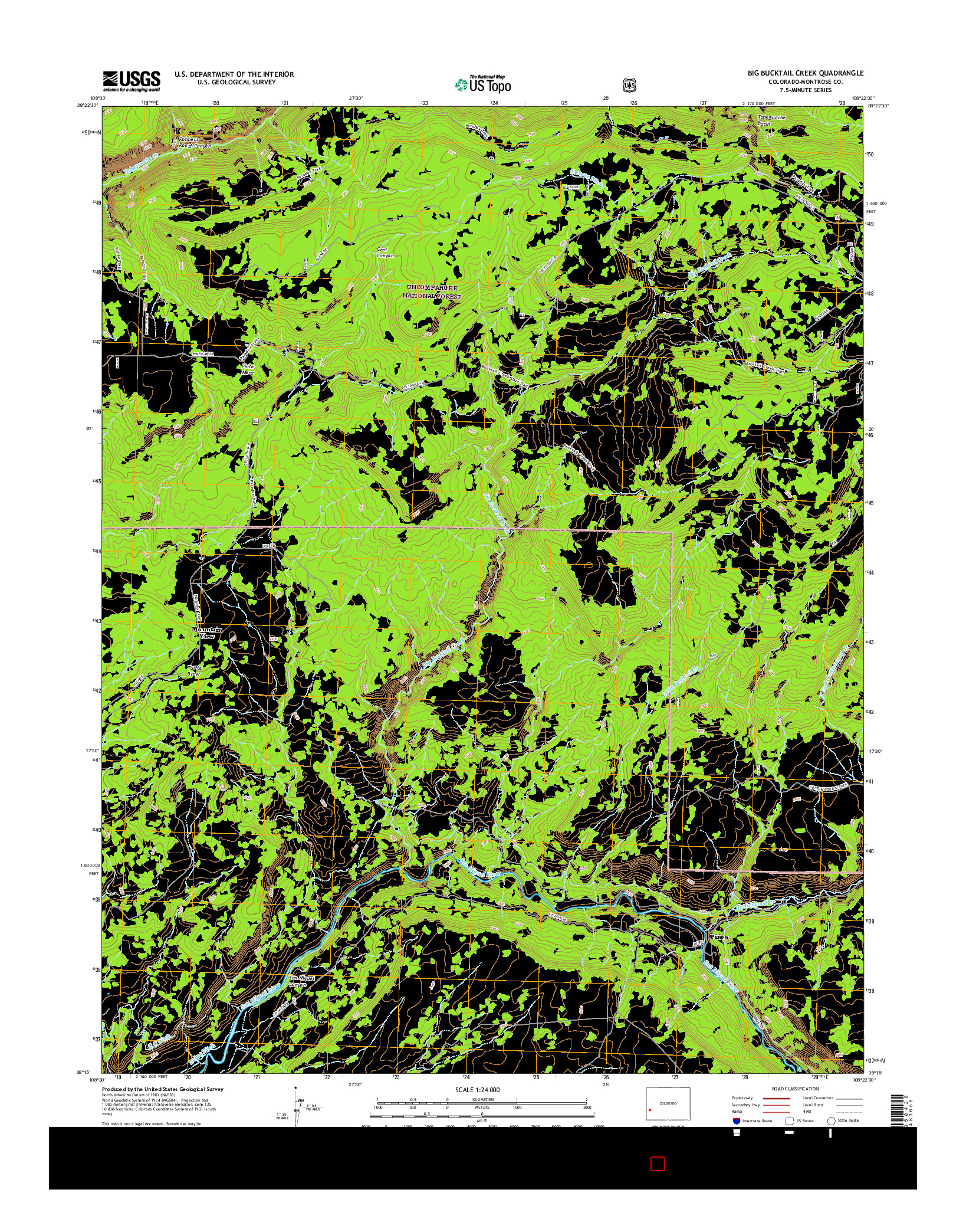 USGS US TOPO 7.5-MINUTE MAP FOR BIG BUCKTAIL CREEK, CO 2016