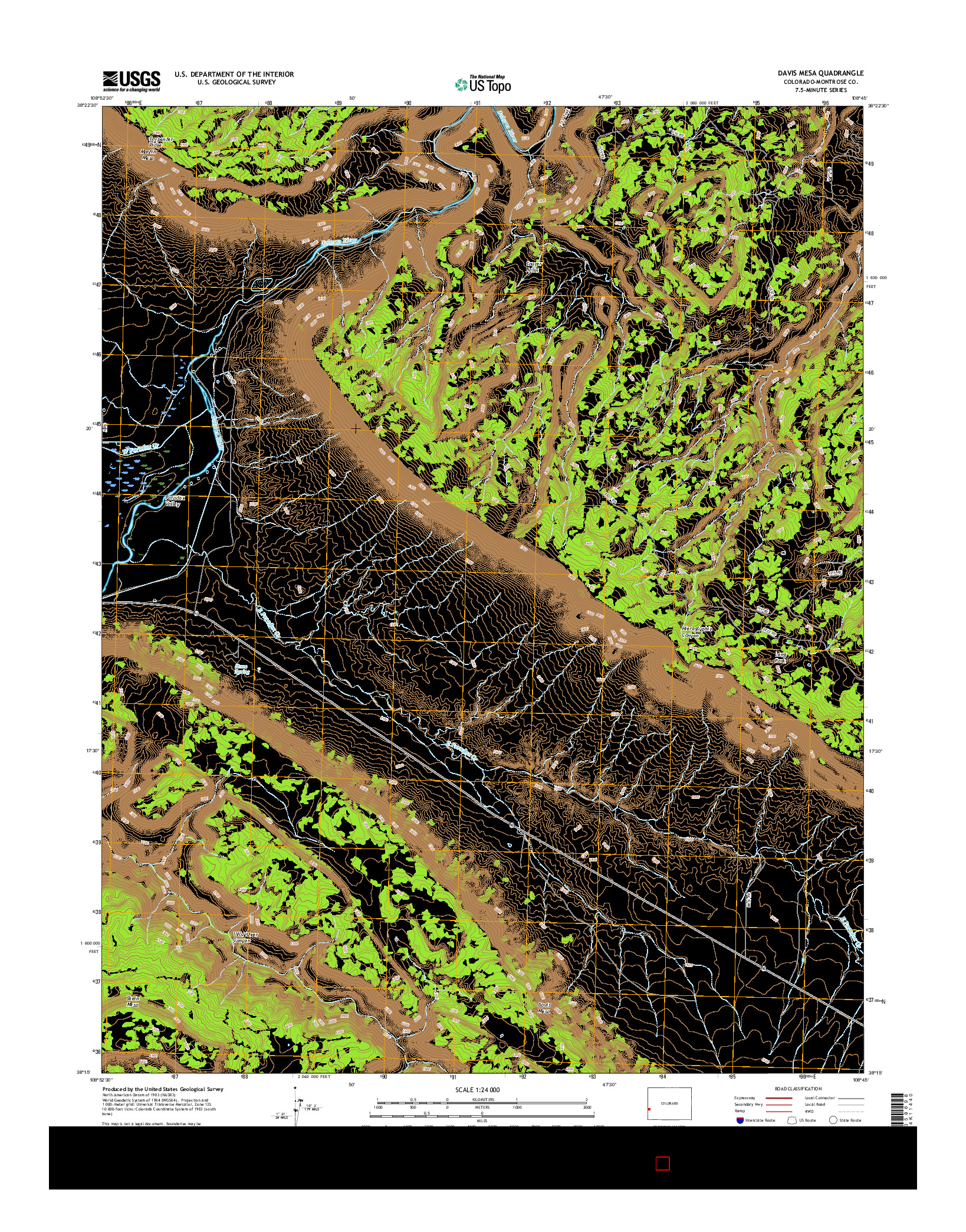 USGS US TOPO 7.5-MINUTE MAP FOR DAVIS MESA, CO 2016