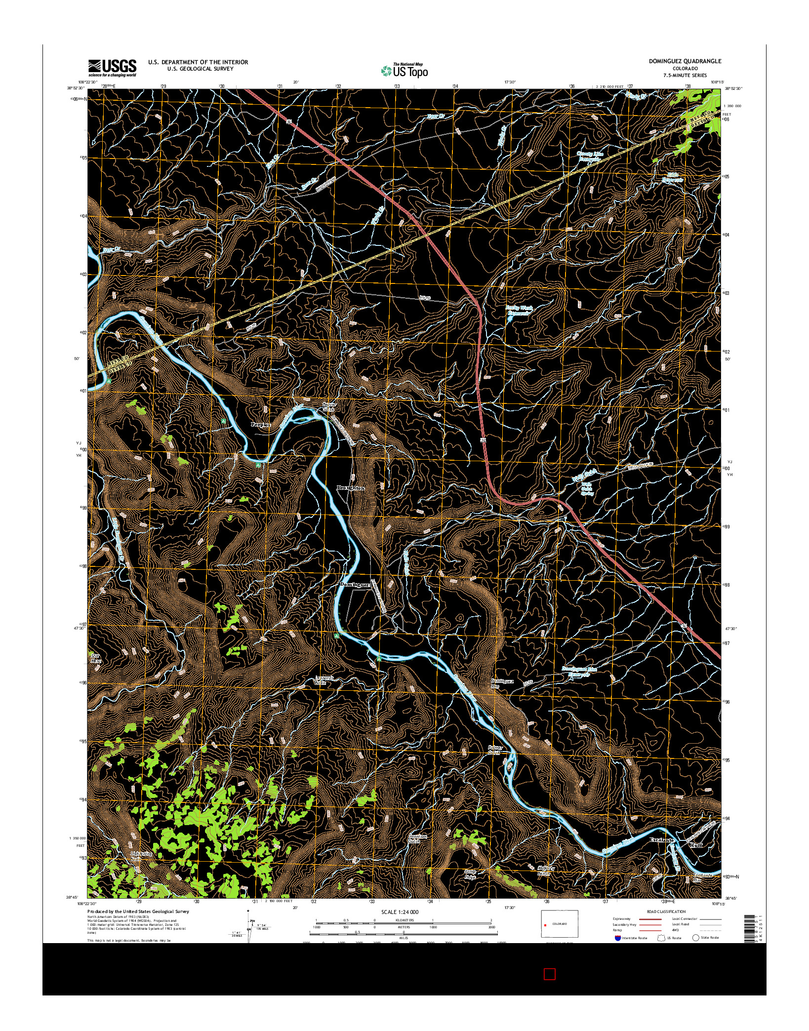 USGS US TOPO 7.5-MINUTE MAP FOR DOMINGUEZ, CO 2016