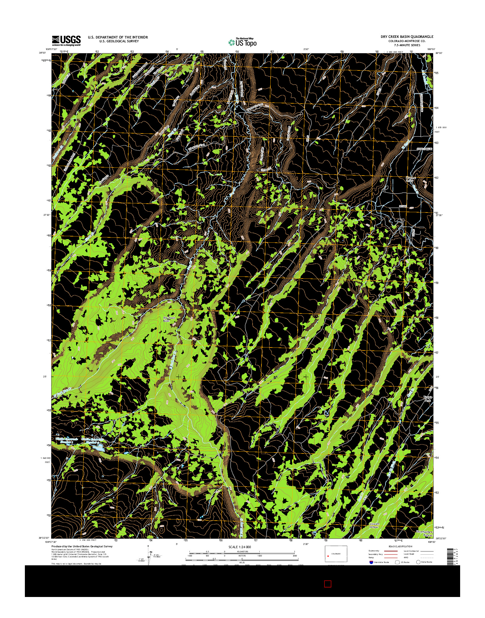 USGS US TOPO 7.5-MINUTE MAP FOR DRY CREEK BASIN, CO 2016