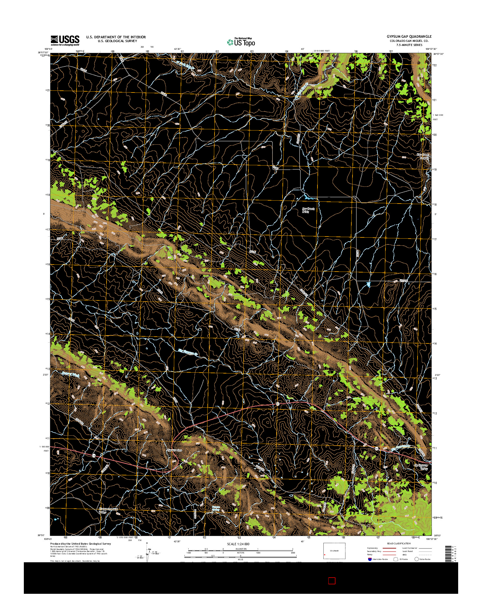 USGS US TOPO 7.5-MINUTE MAP FOR GYPSUM GAP, CO 2016