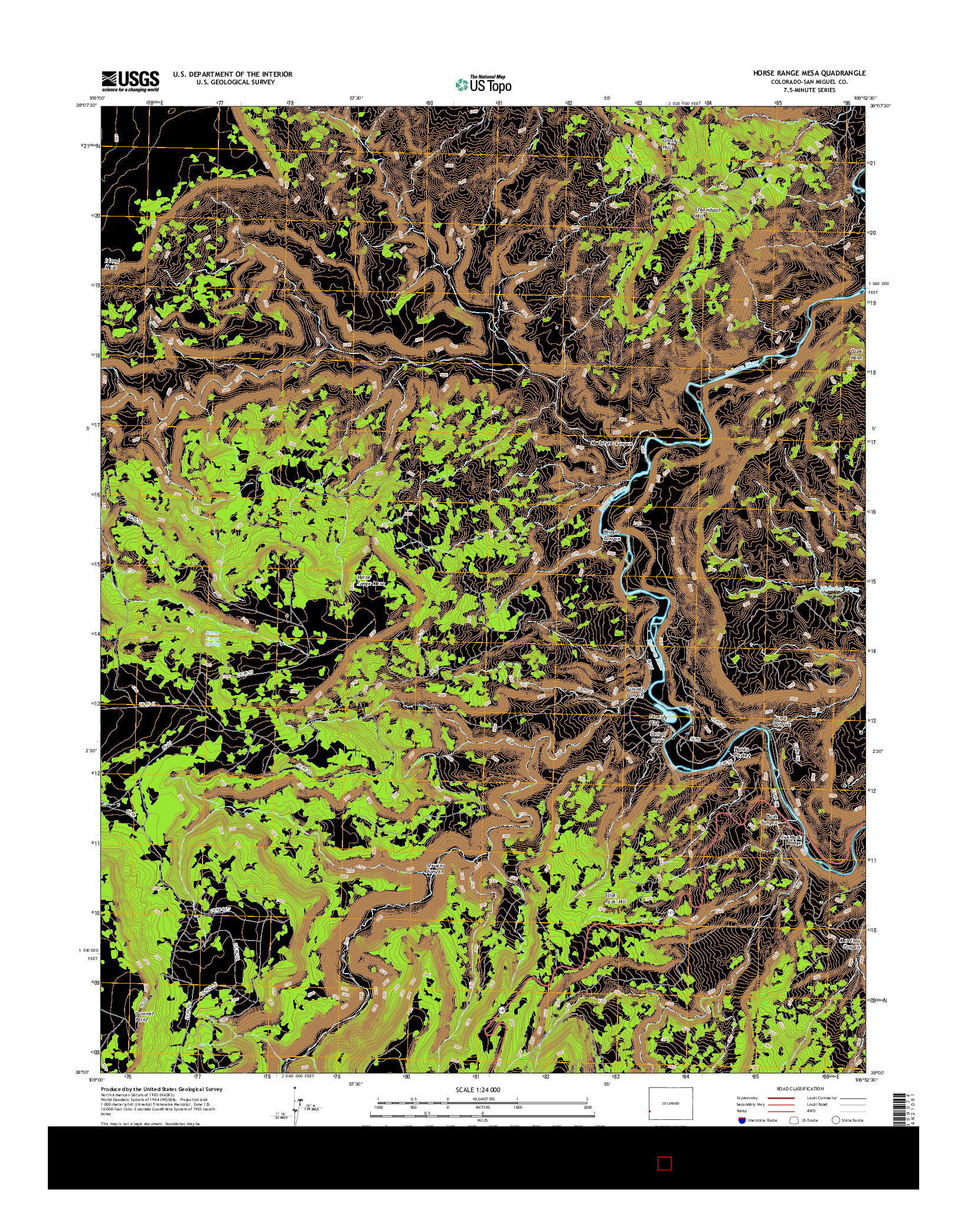 USGS US TOPO 7.5-MINUTE MAP FOR HORSE RANGE MESA, CO 2016