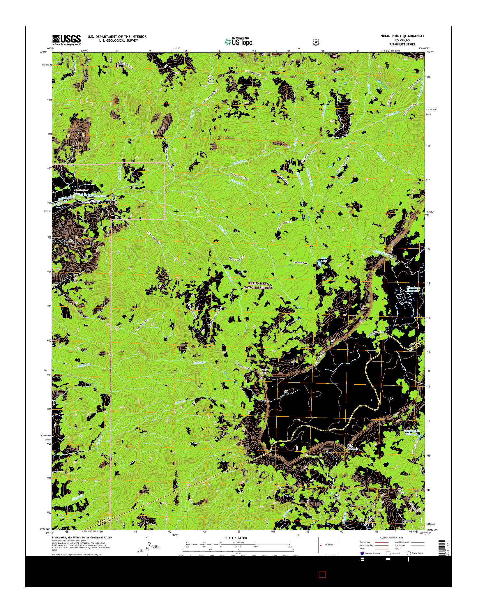 USGS US TOPO 7.5-MINUTE MAP FOR INDIAN POINT, CO 2016